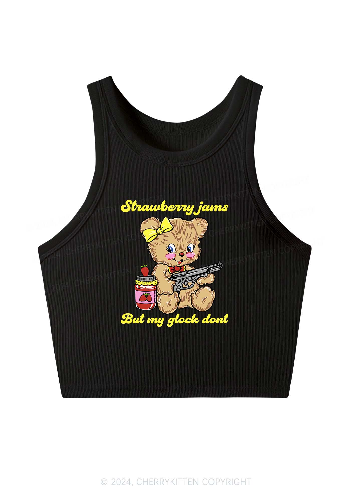 Strawberry Jams Bear Y2K Crop Tank Top Cherrykitten - Image 3
