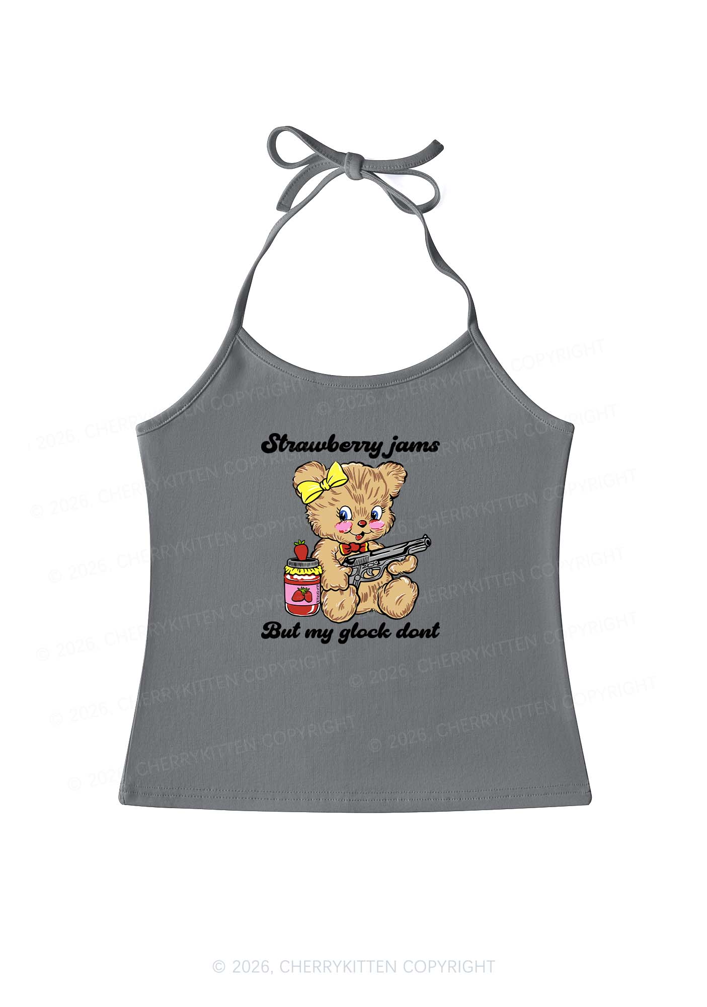 Strawberry Jams Bear Y2K Halter Neck Cami Cherrykitten - Image 10