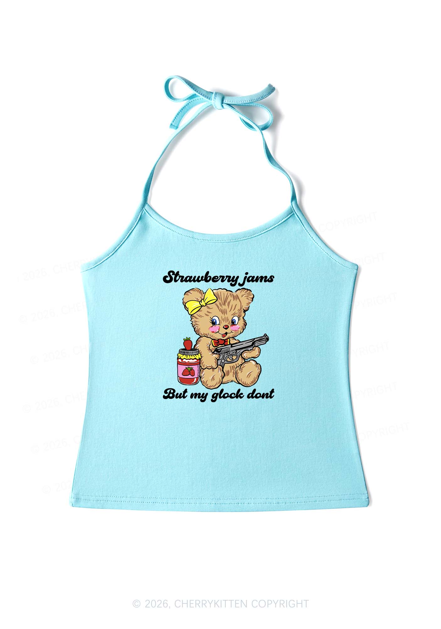 Strawberry Jams Bear Y2K Halter Neck Cami Cherrykitten - Image 5