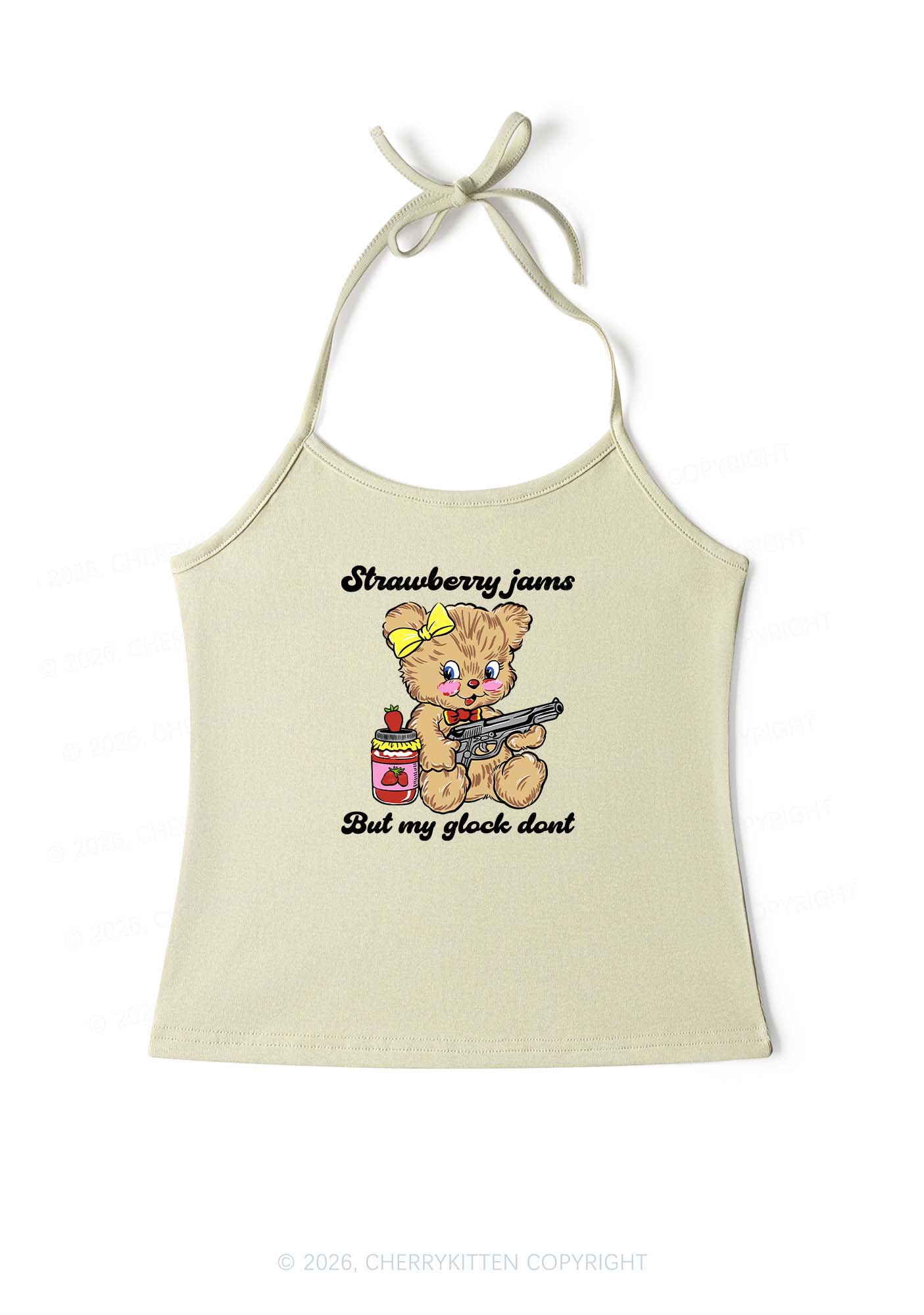 Strawberry Jams Bear Y2K Halter Neck Cami Cherrykitten - Image 9