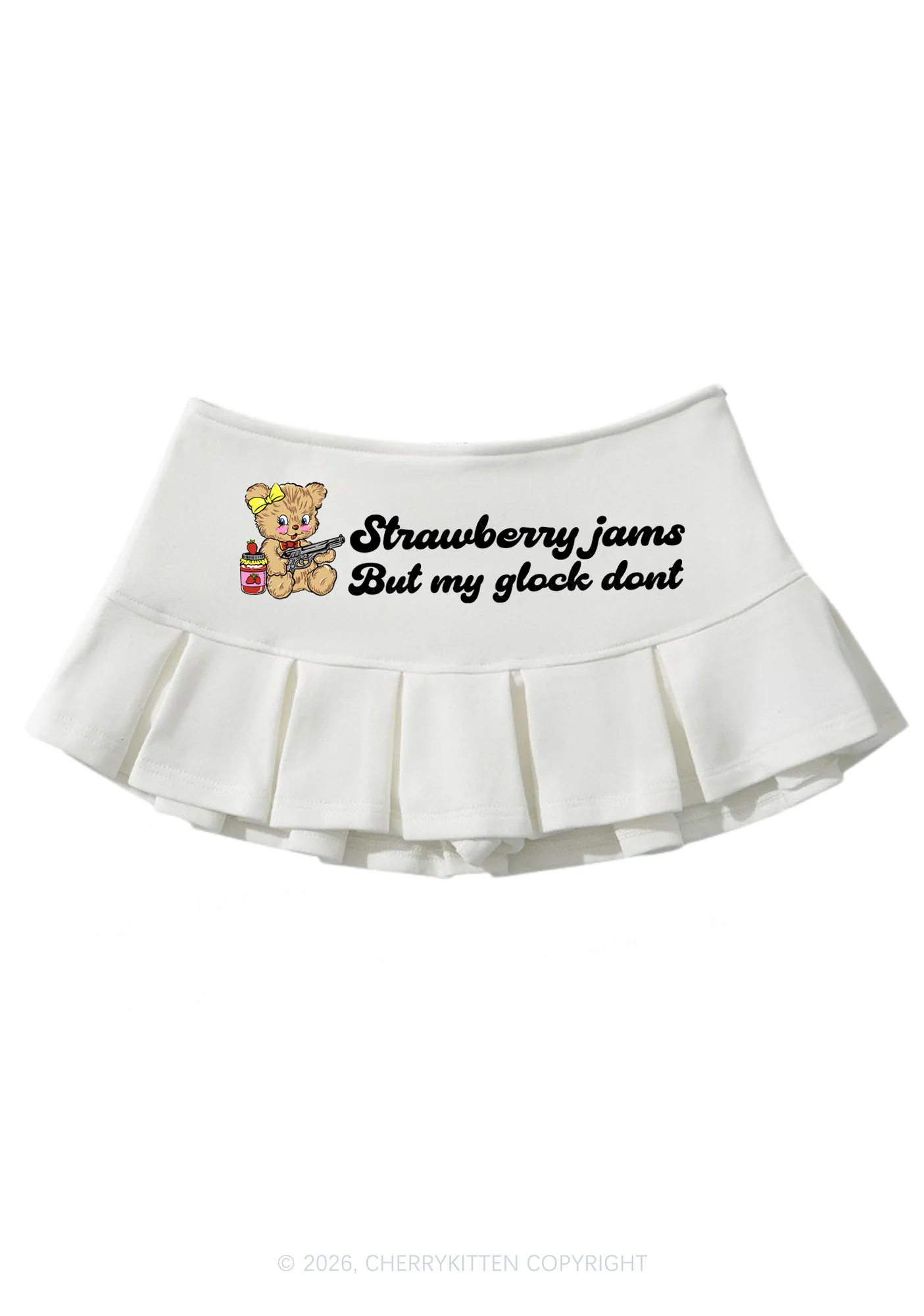 Strawberry Jams Bear Y2K Mini Pleated Skirts Cherrykitten - Image 3