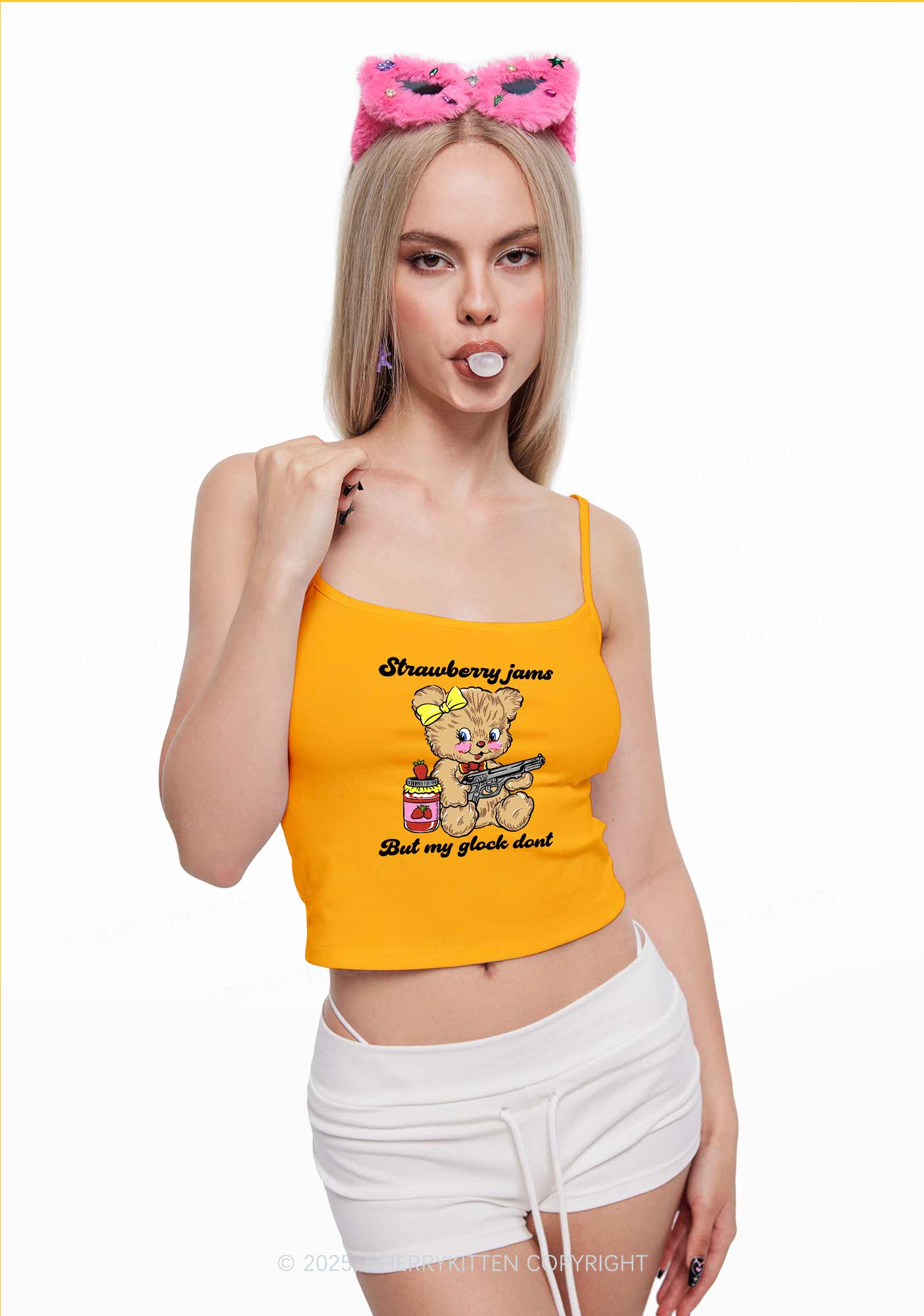 Strawberry Jams Bear Y2K Spaghetti Strap Cami Cherrykitten - Image 2