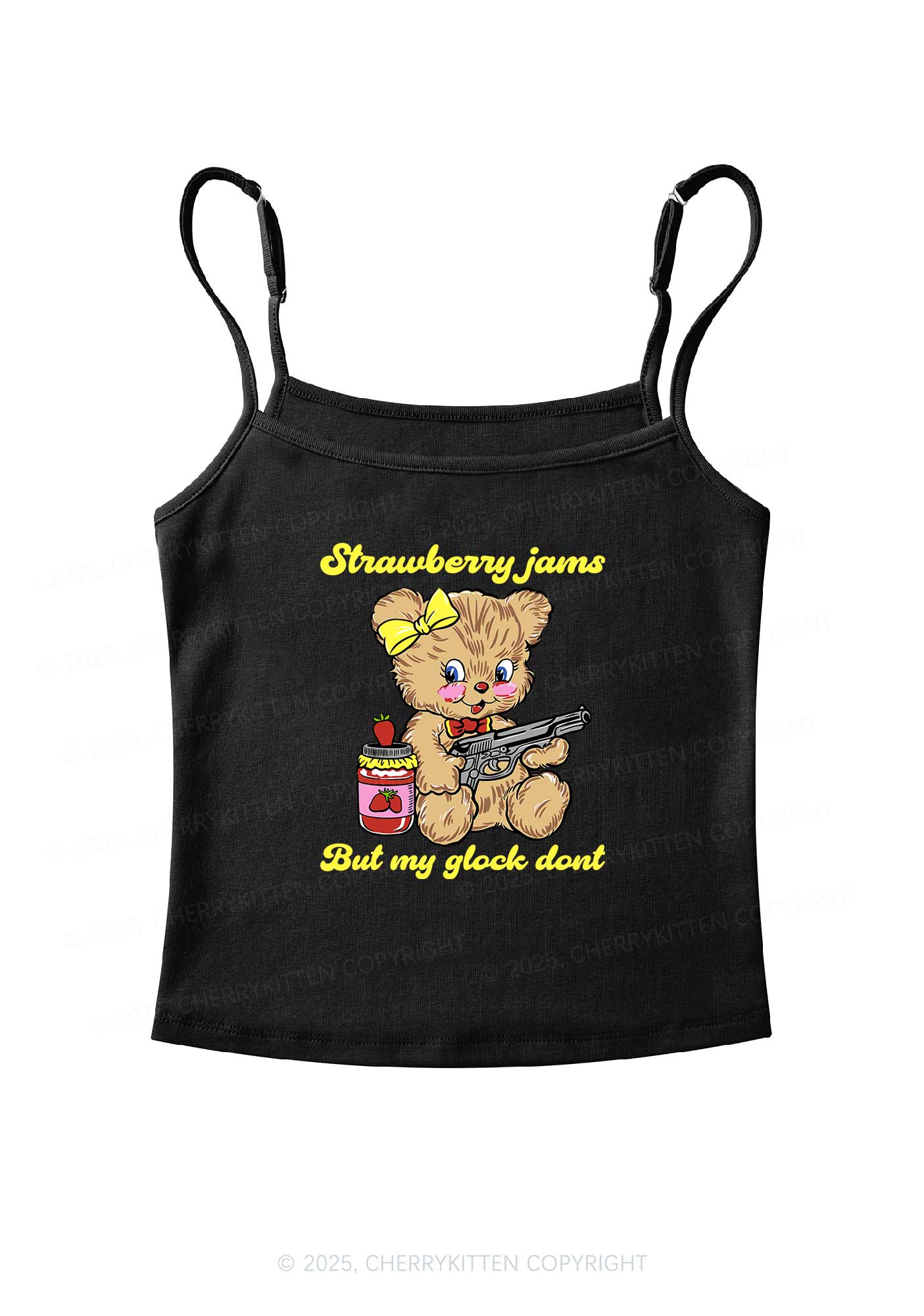 Strawberry Jams Bear Y2K Spaghetti Strap Cami Cherrykitten - Image 3