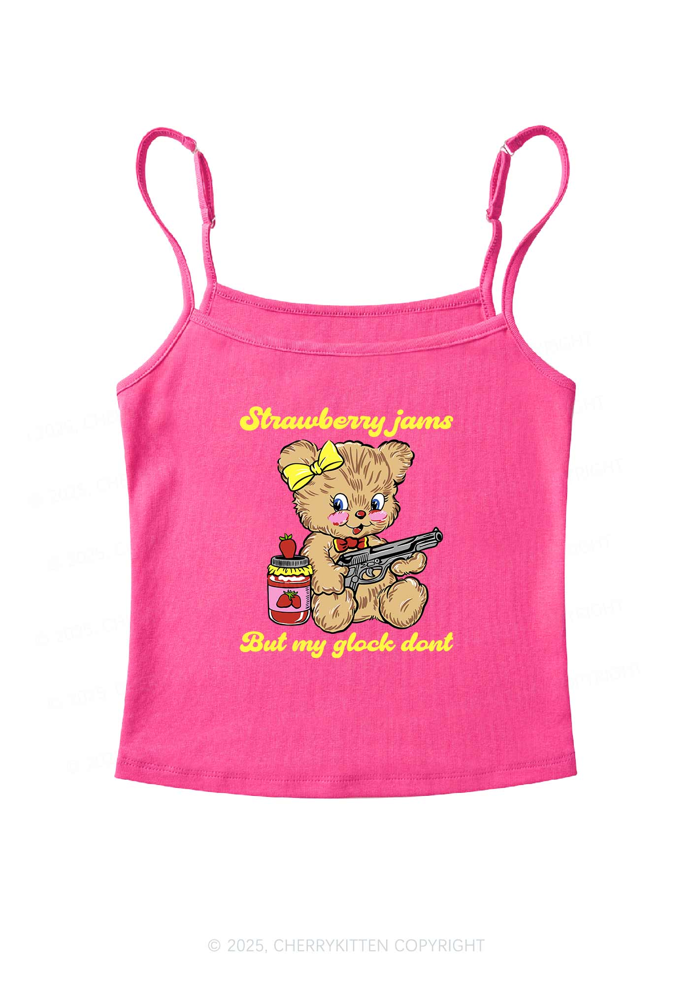 Strawberry Jams Bear Y2K Spaghetti Strap Cami Cherrykitten - Image 4