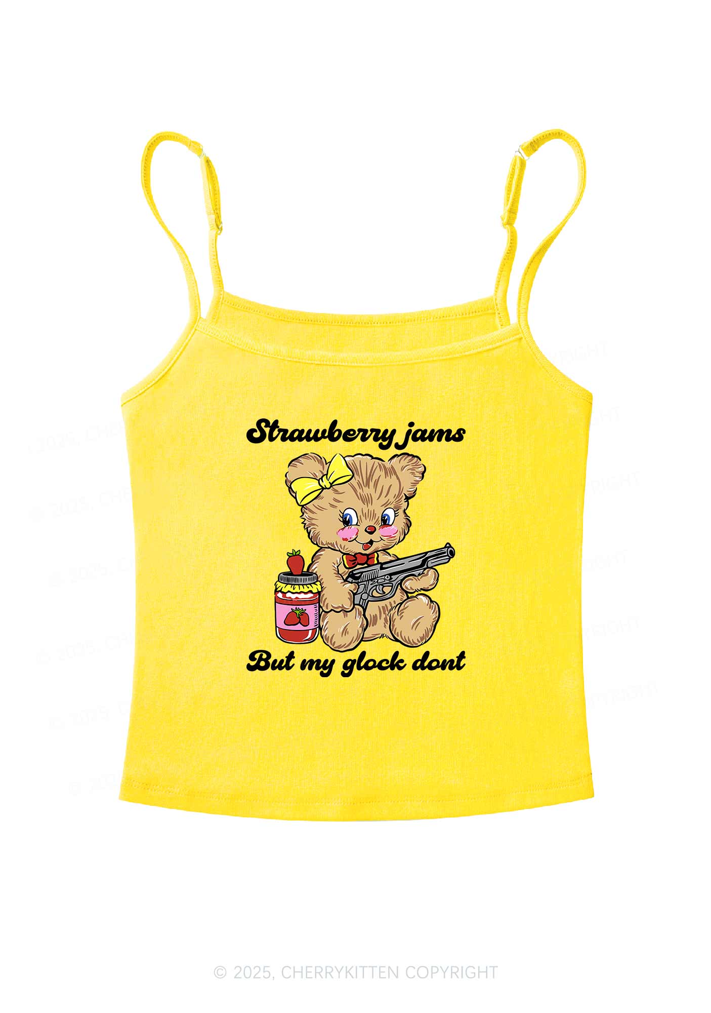 Strawberry Jams Bear Y2K Spaghetti Strap Cami Cherrykitten - Image 5