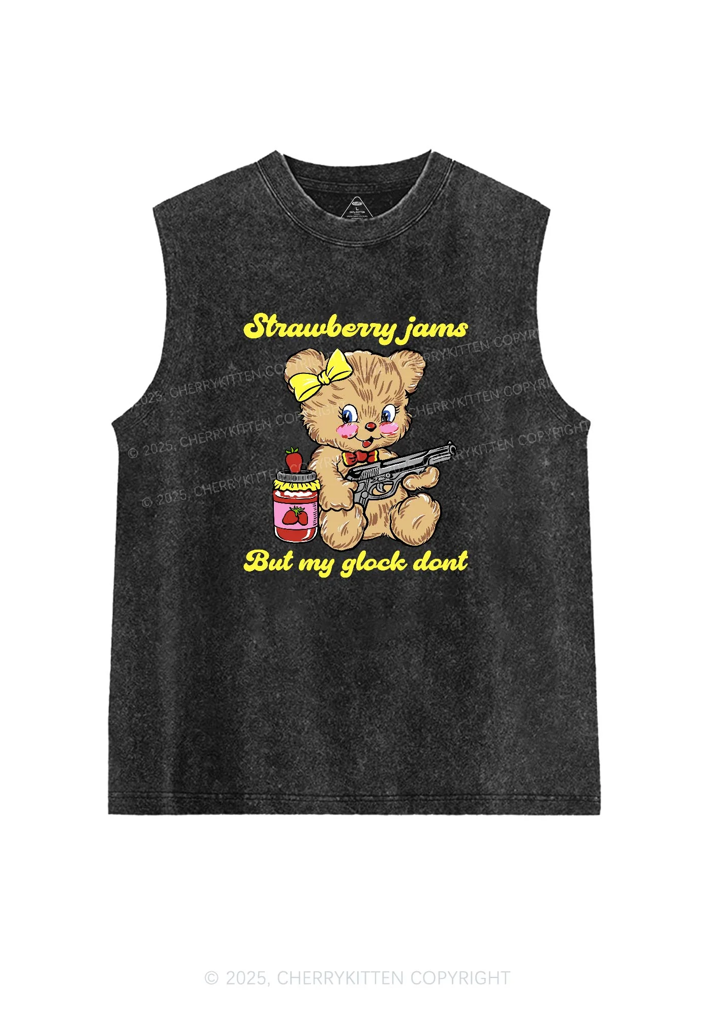Strawberry Jams Bear Y2K Washed Tank Cherrykitten - Image 3