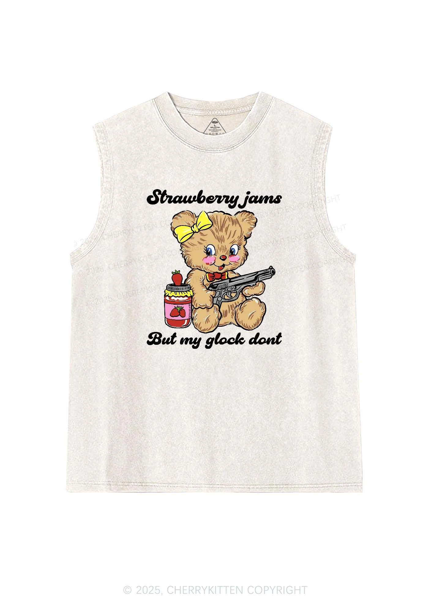 Strawberry Jams Bear Y2K Washed Tank Cherrykitten - Image 4