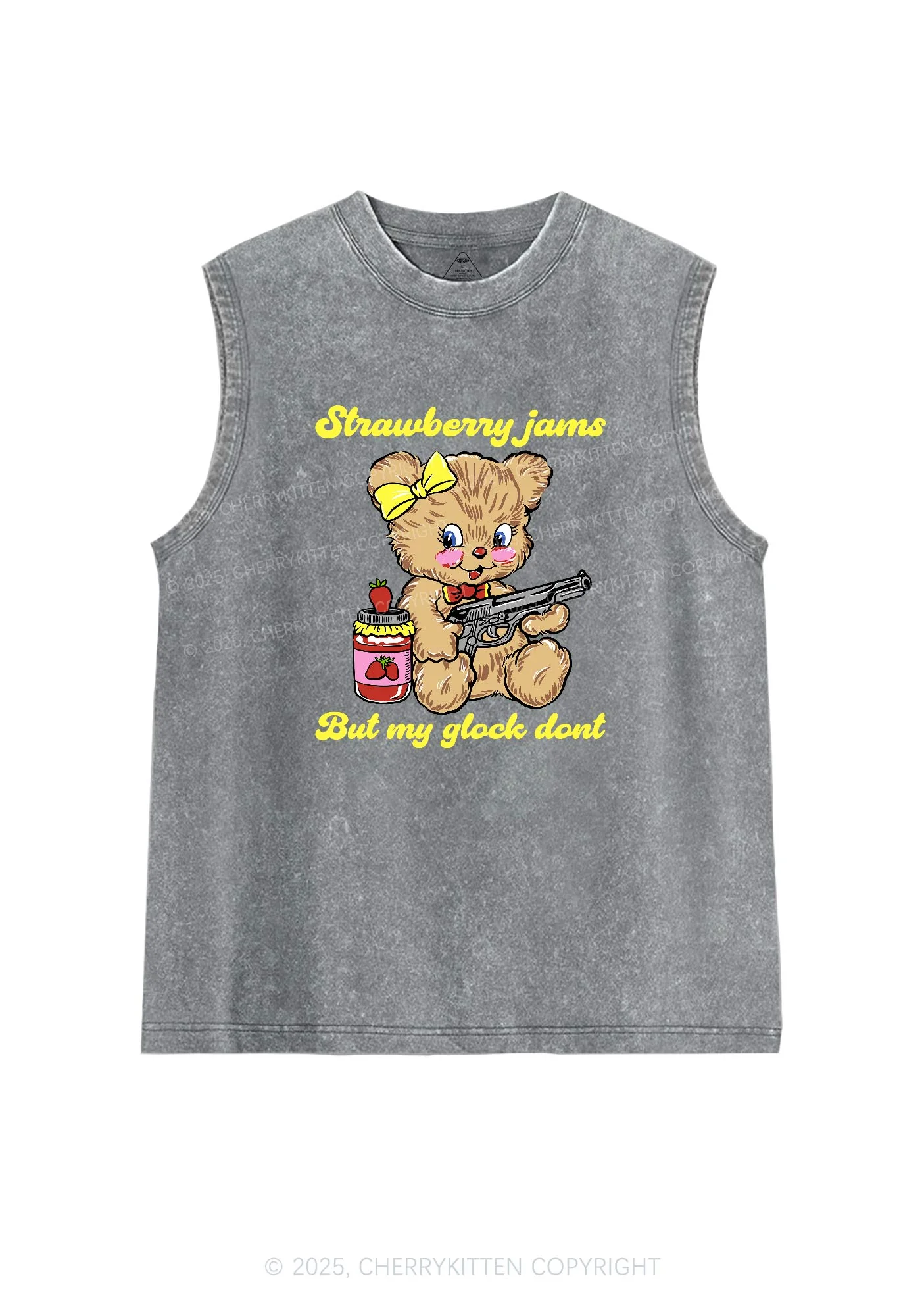 Strawberry Jams Bear Y2K Washed Tank Cherrykitten - Image 5