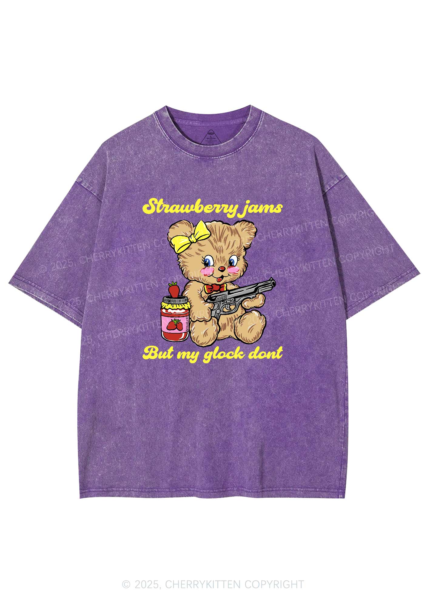Strawberry Jams Bear Y2K Washed Tee Cherrykitten - Image 4