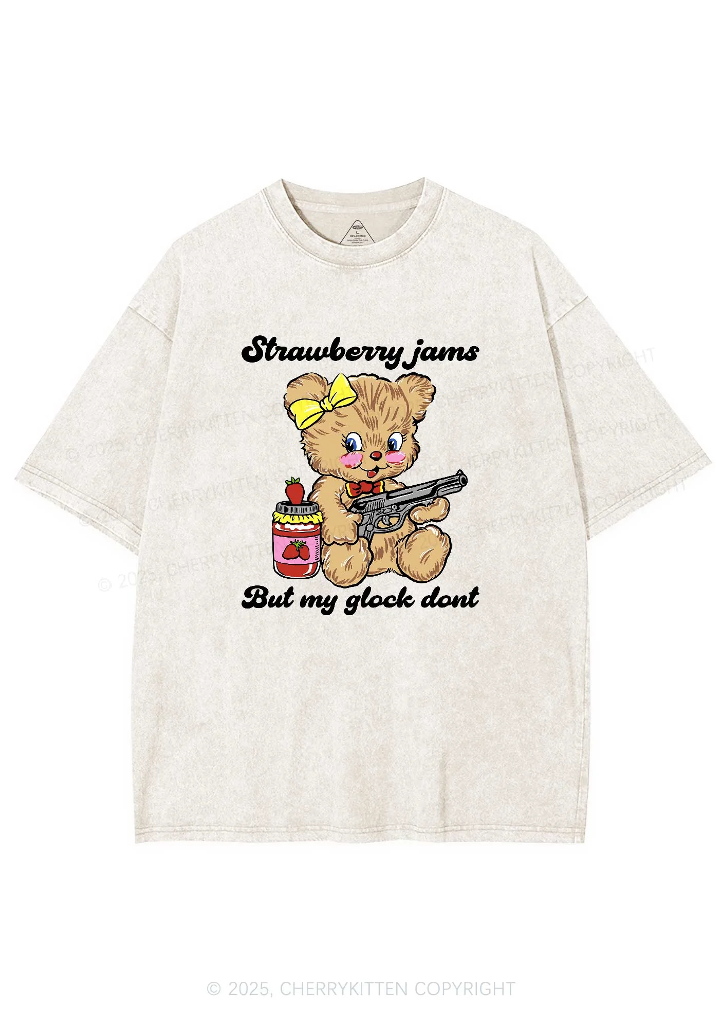 Strawberry Jams Bear Y2K Washed Tee Cherrykitten - Image 5