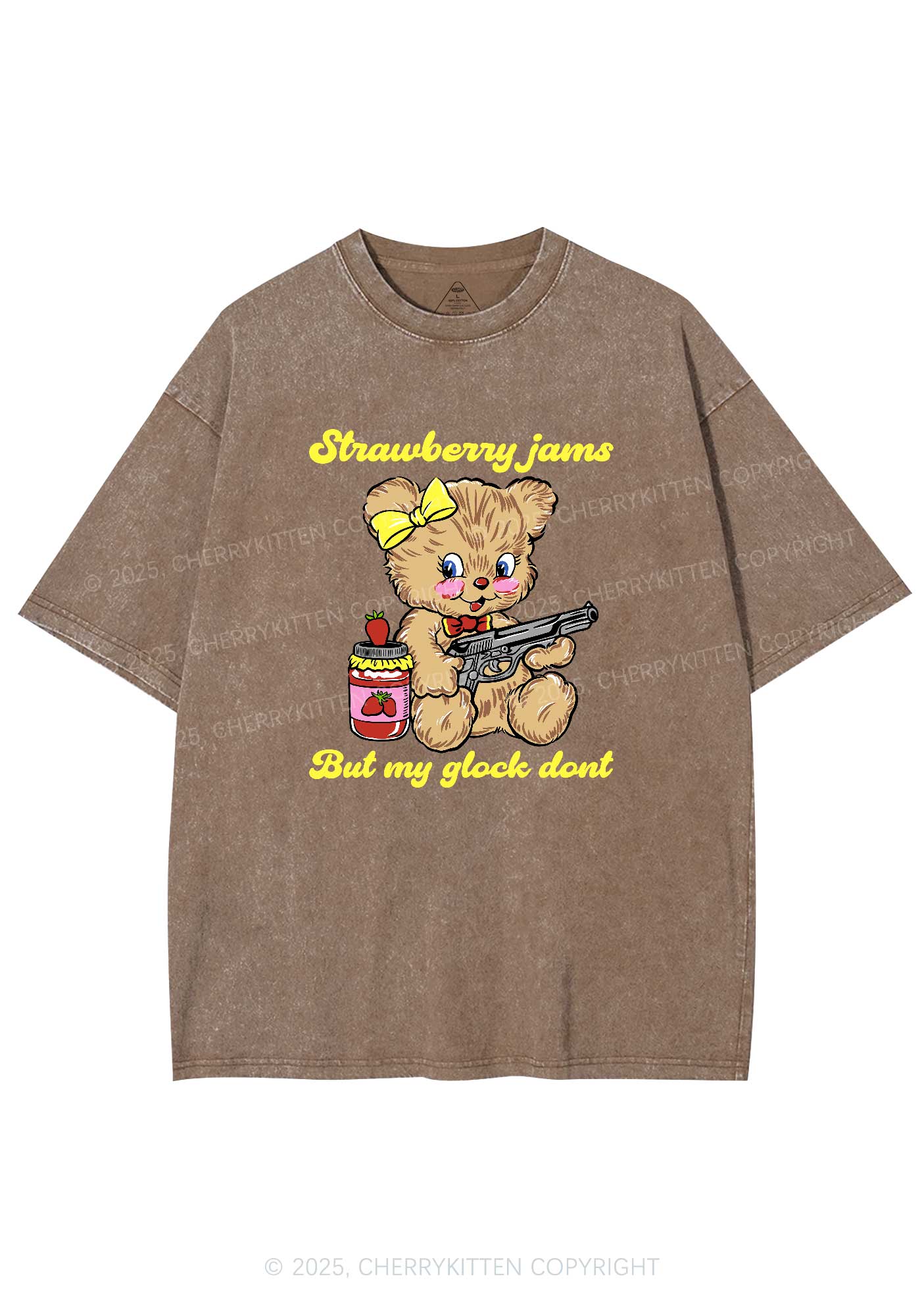 Strawberry Jams Bear Y2K Washed Tee Cherrykitten - Image 6