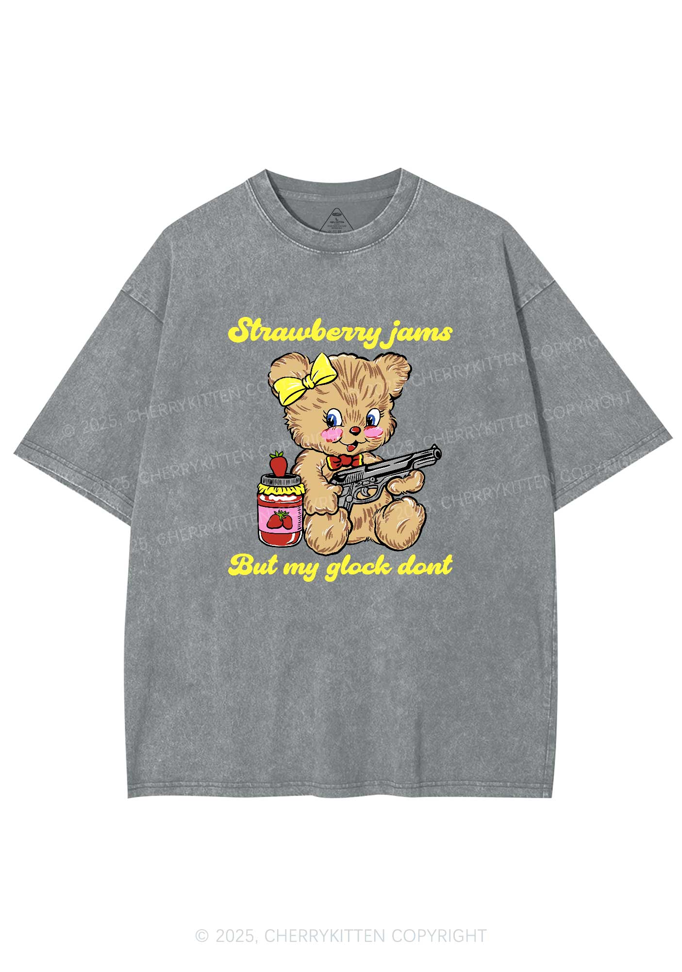 Strawberry Jams Bear Y2K Washed Tee Cherrykitten - Image 7