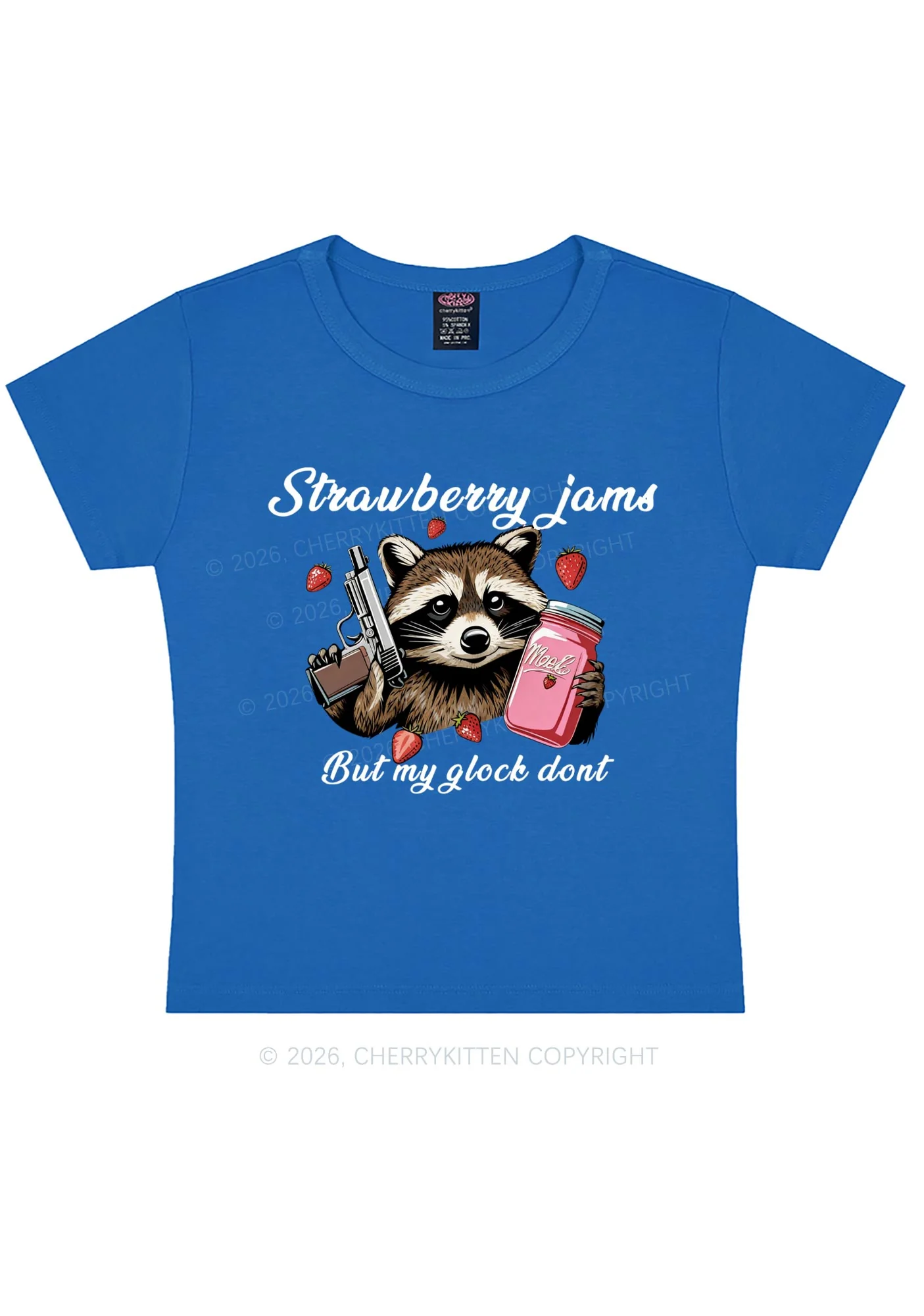 Strawberry Jams Raccoon Y2K Baby Tee Cherrykitten - Image 8