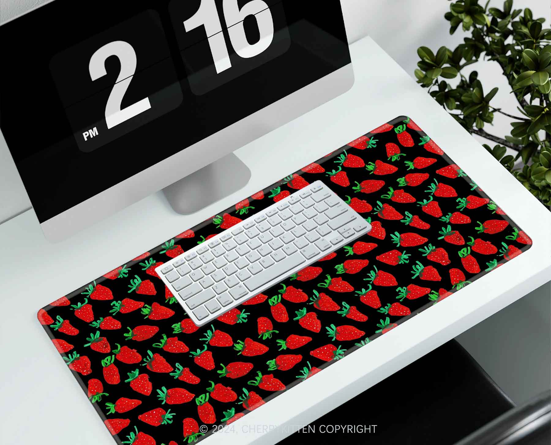 Strawberry Y2K Desk Mat Cherrykitten - Image 2