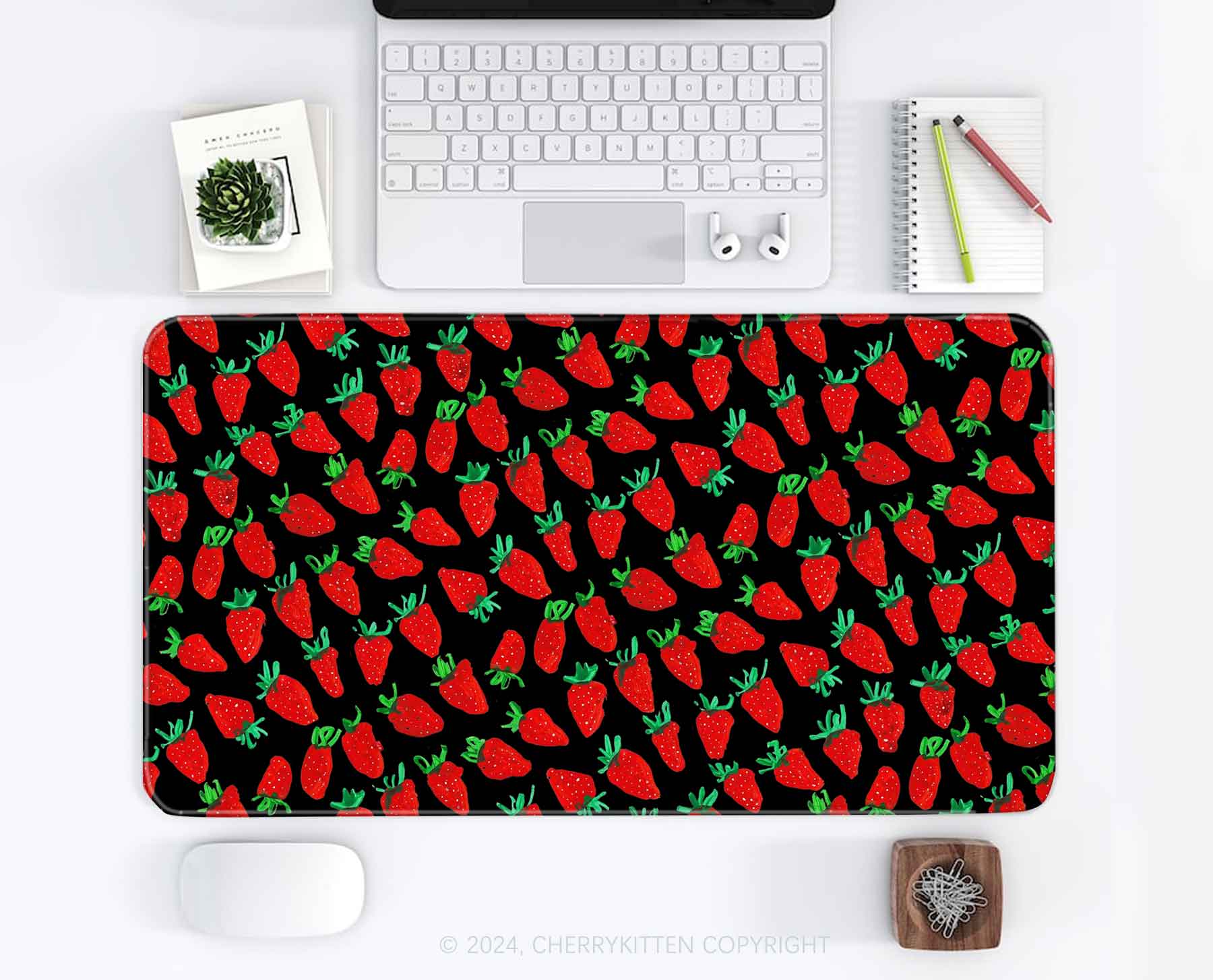Strawberry Y2K Desk Mat Cherrykitten - Image 3