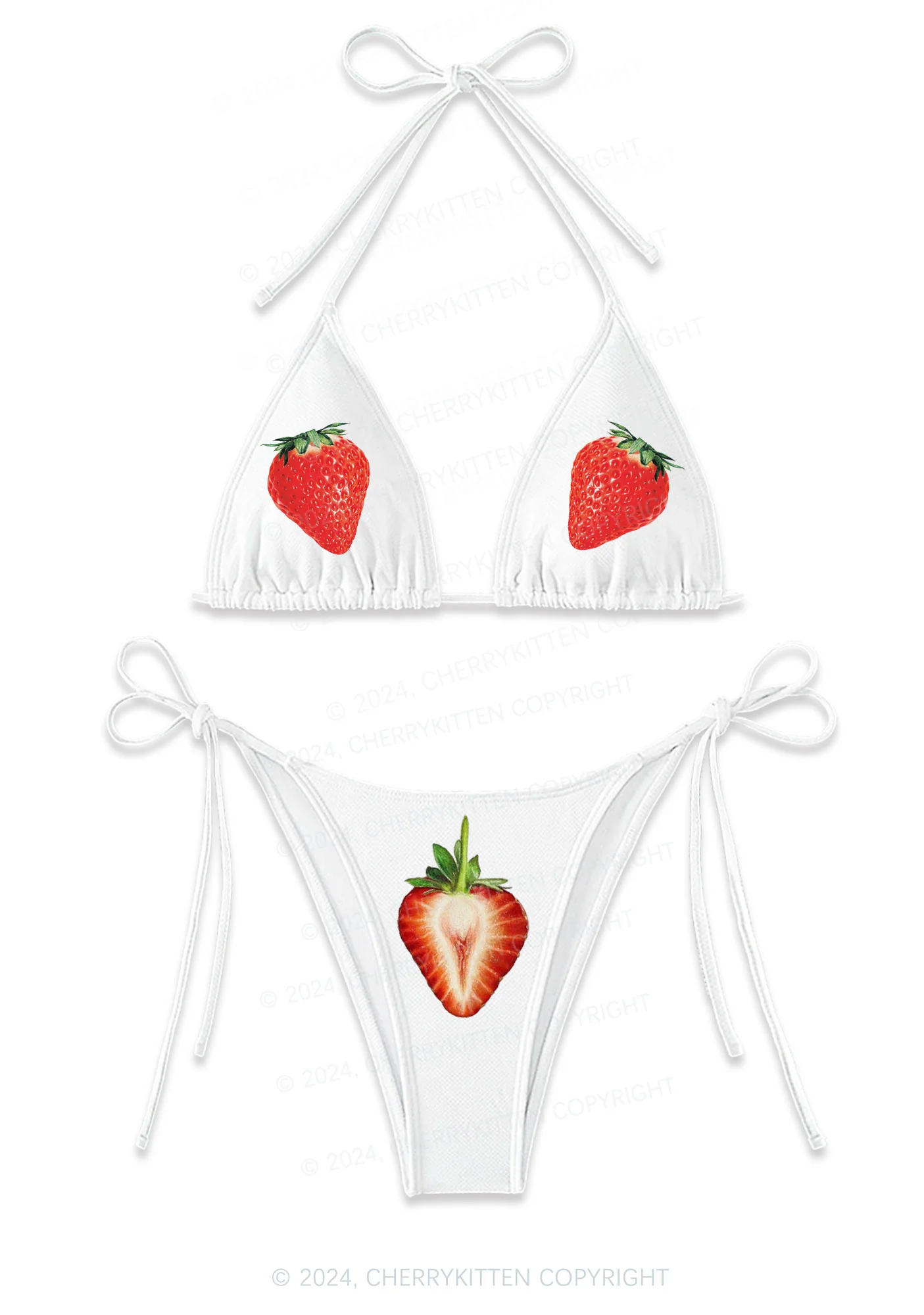 Strawberry Y2K Halter Triangle Bikini Set Cherrykitten - Image 3