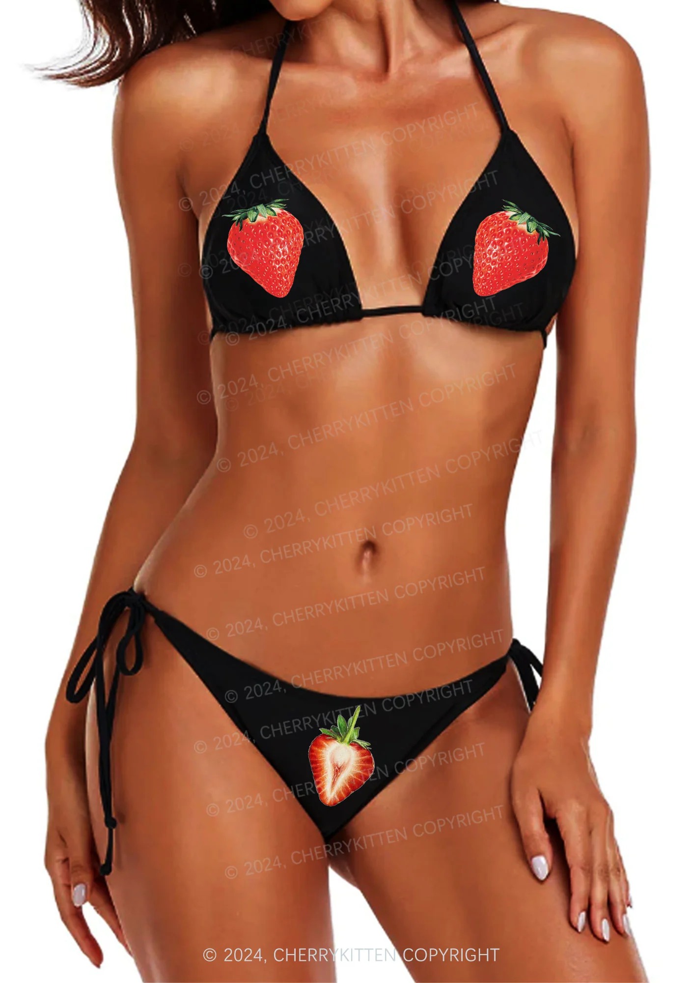 Strawberry Y2K Halter Triangle Bikini Set Cherrykitten - Image 4