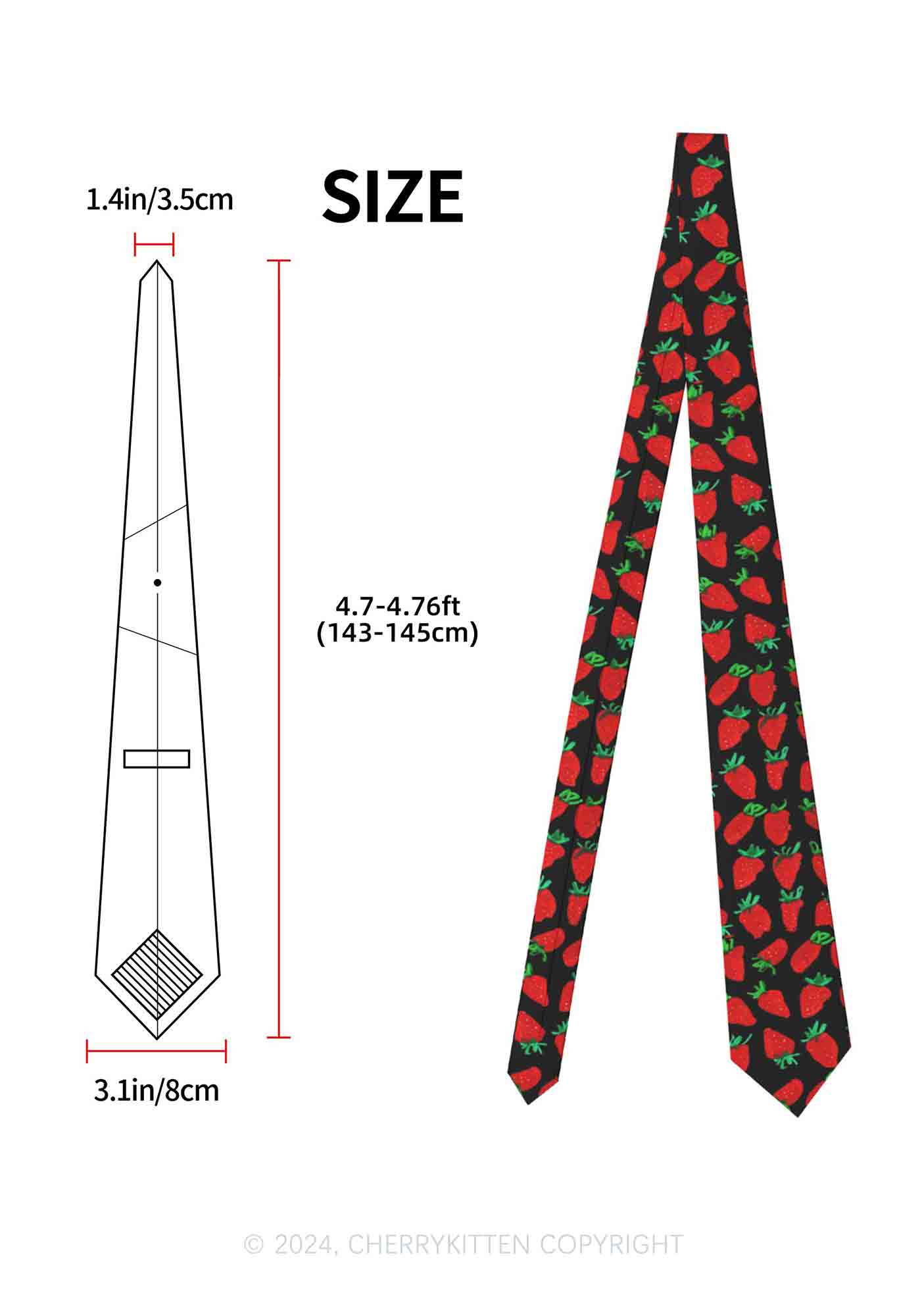 Strawberry Y2K Necktie Cherrykitten - Image 2