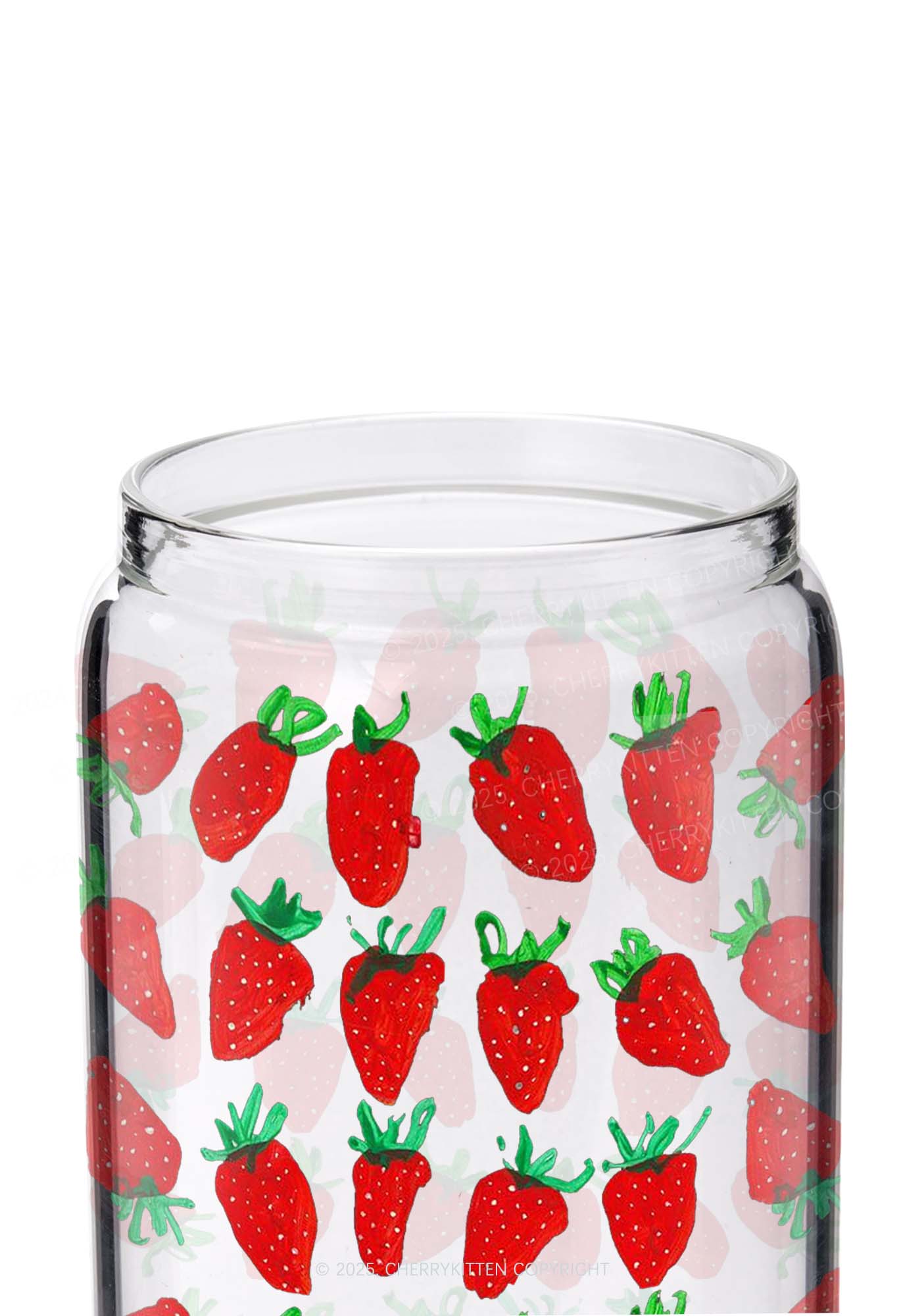 Strawberry Y2K Printed Glass Cup Cherrykitten - Image 2
