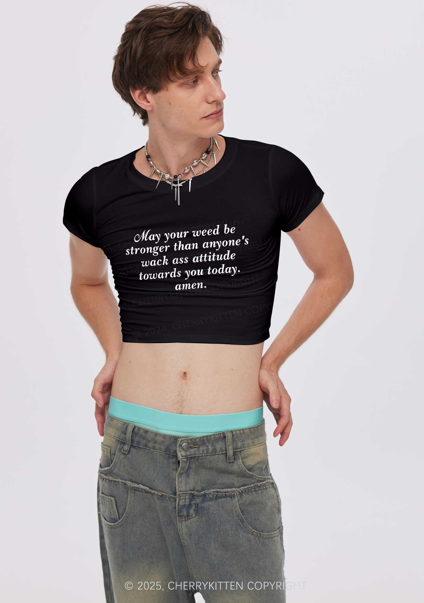 Stronger Than Wack Attitude Y2K Baby Tee Cherrykitten - Image 2