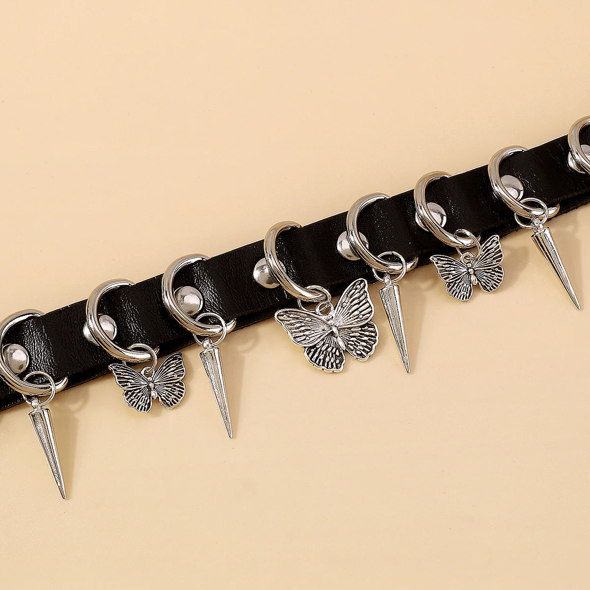 Studded Butterfly Creative Rock Leather Necklace - Image 5