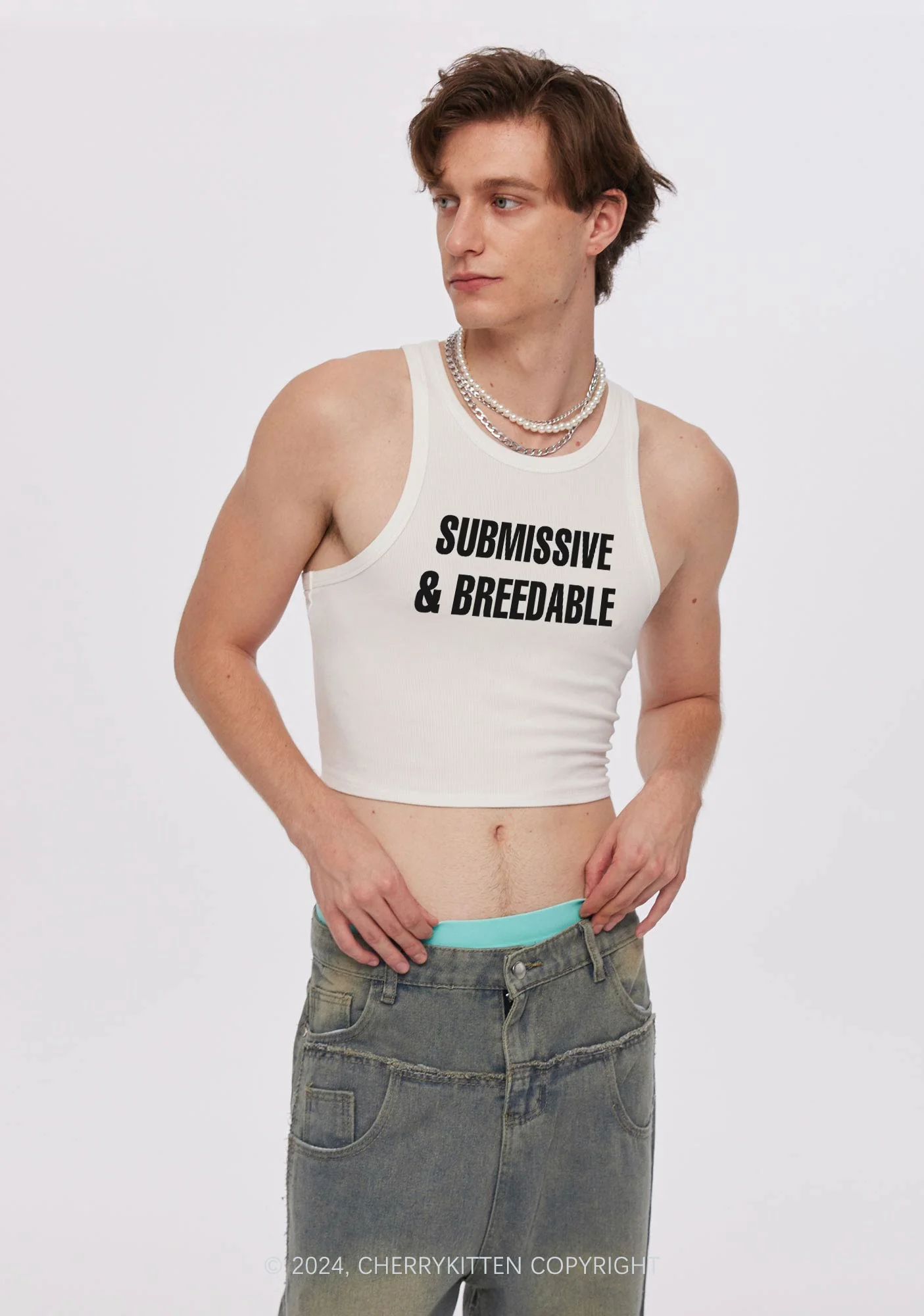 Submissive And Breedable Y2K Crop Tank Top Cherrykitten - Image 3