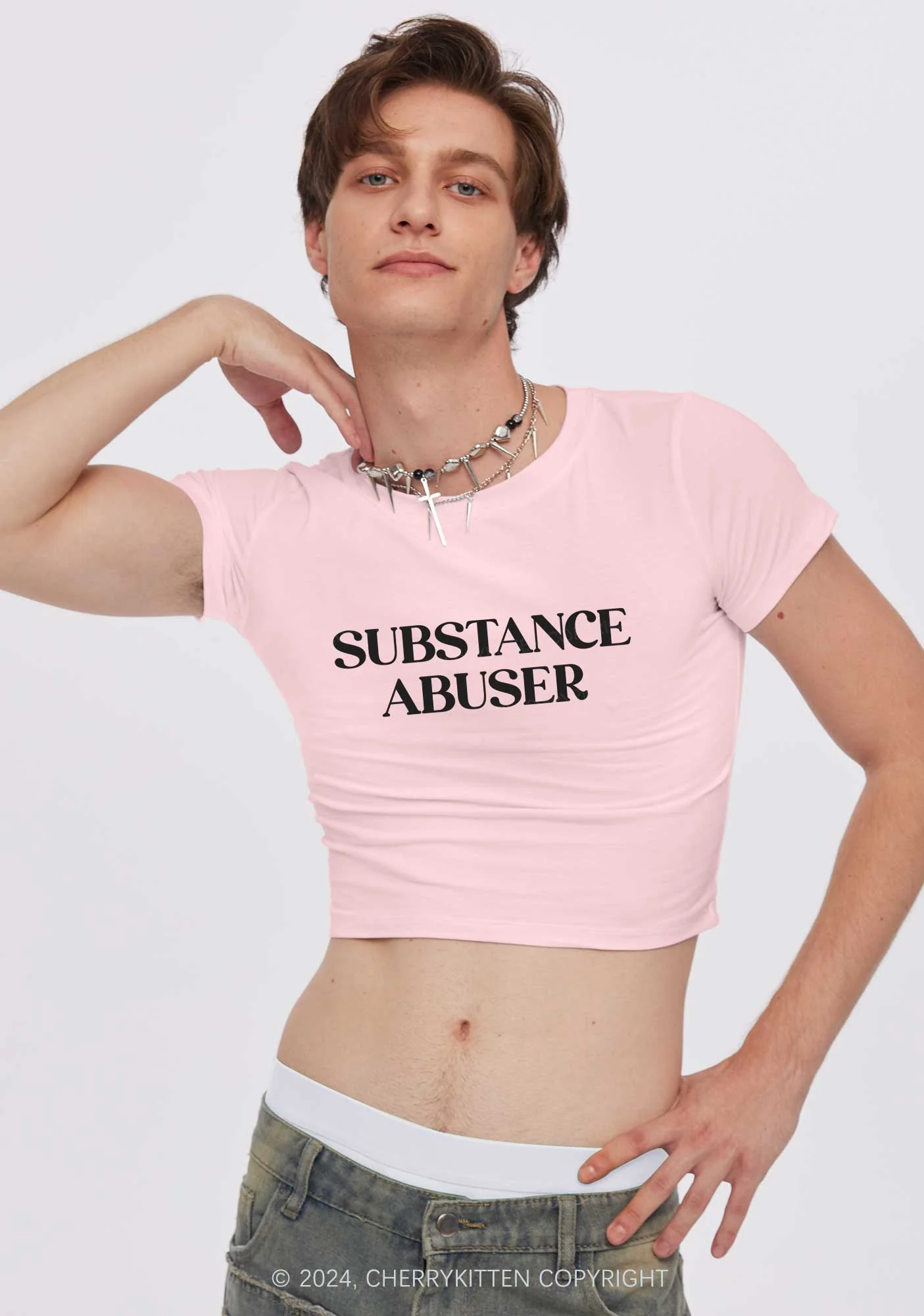 Substance Abuser Y2K Baby Tee Cherrykitten - Image 3