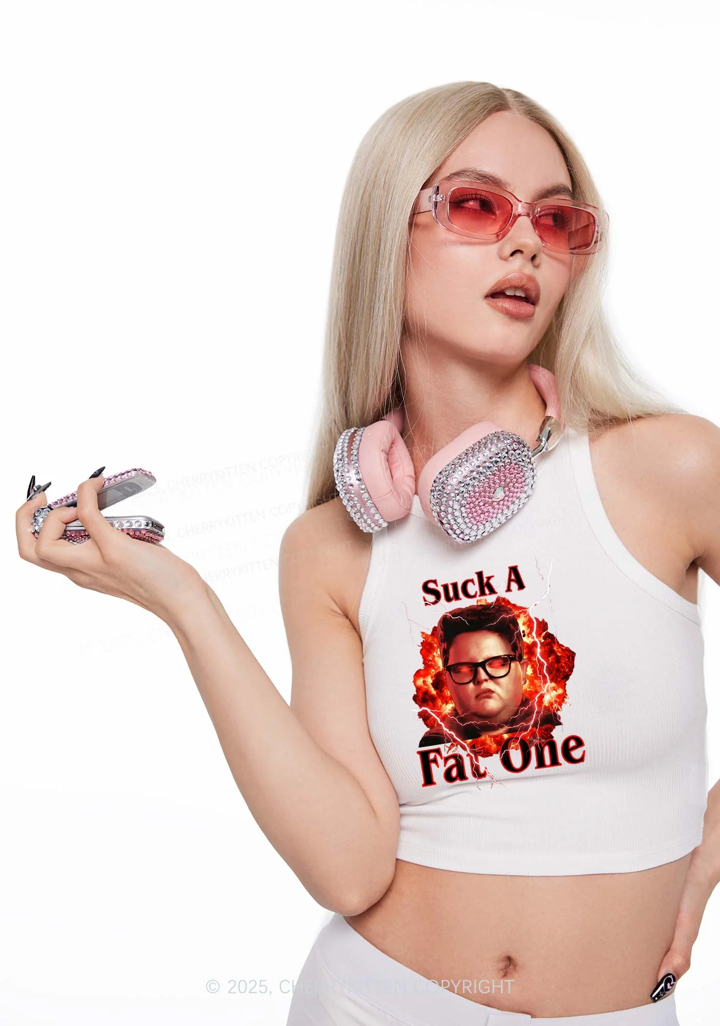 Suck A Fat One Y2K Crop Tank Top Cherrykitten - Image 2