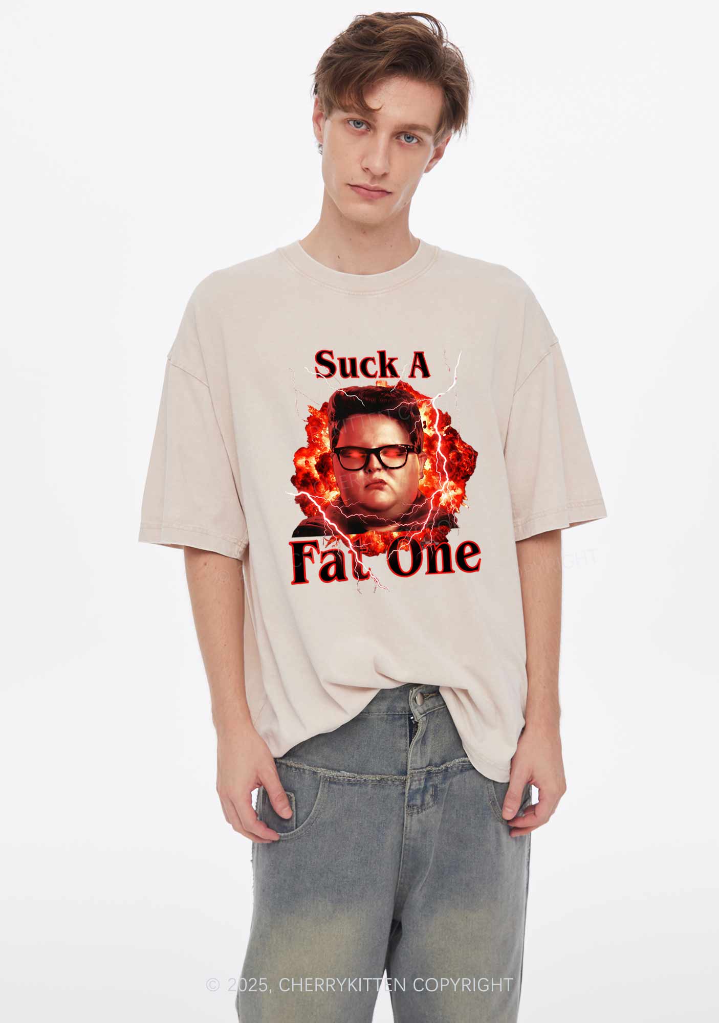 Suck A Fat One Y2K Shirts Washed Tee Cherrykitten - Image 2