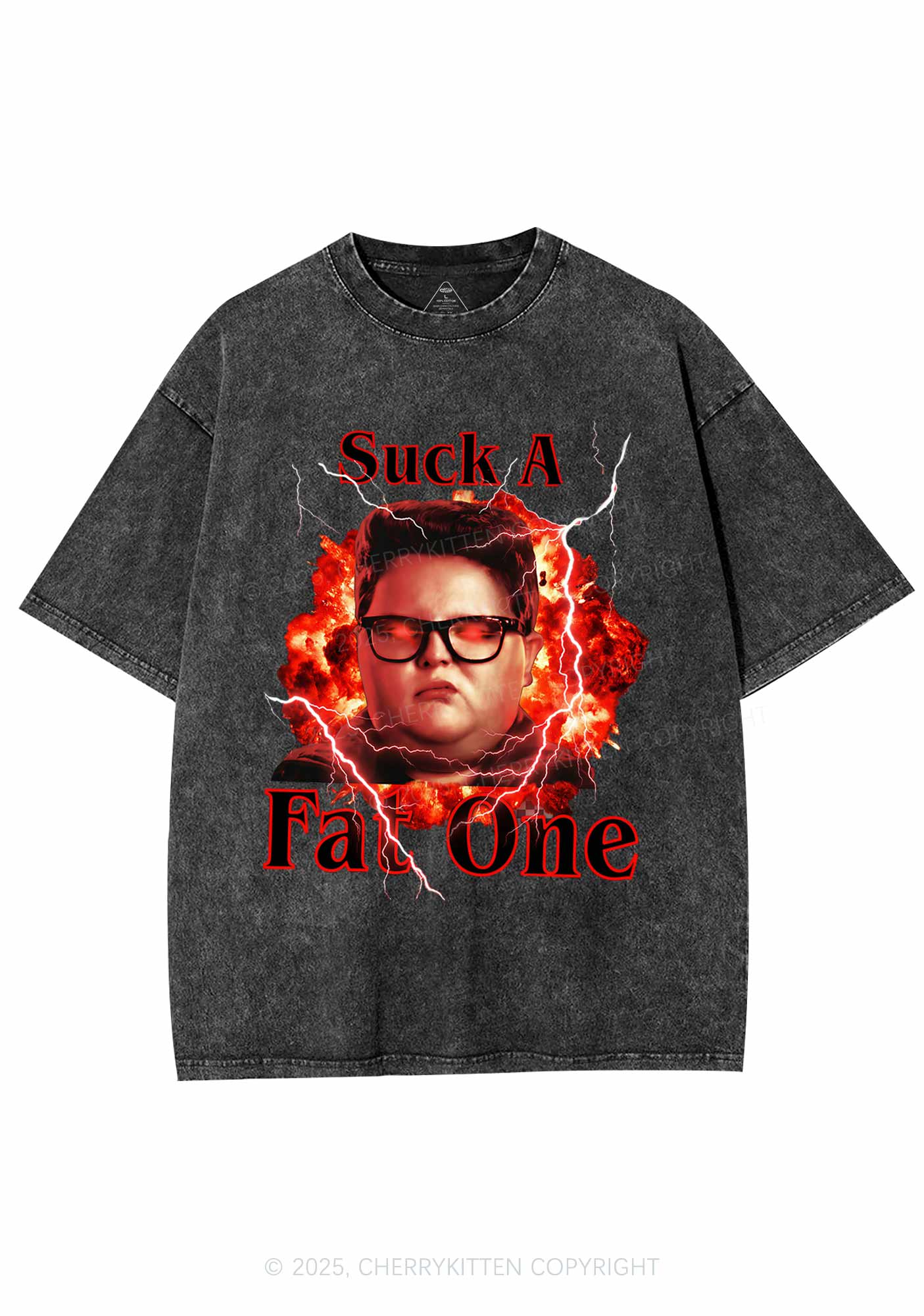 Suck A Fat One Y2K Shirts Washed Tee Cherrykitten - Image 3