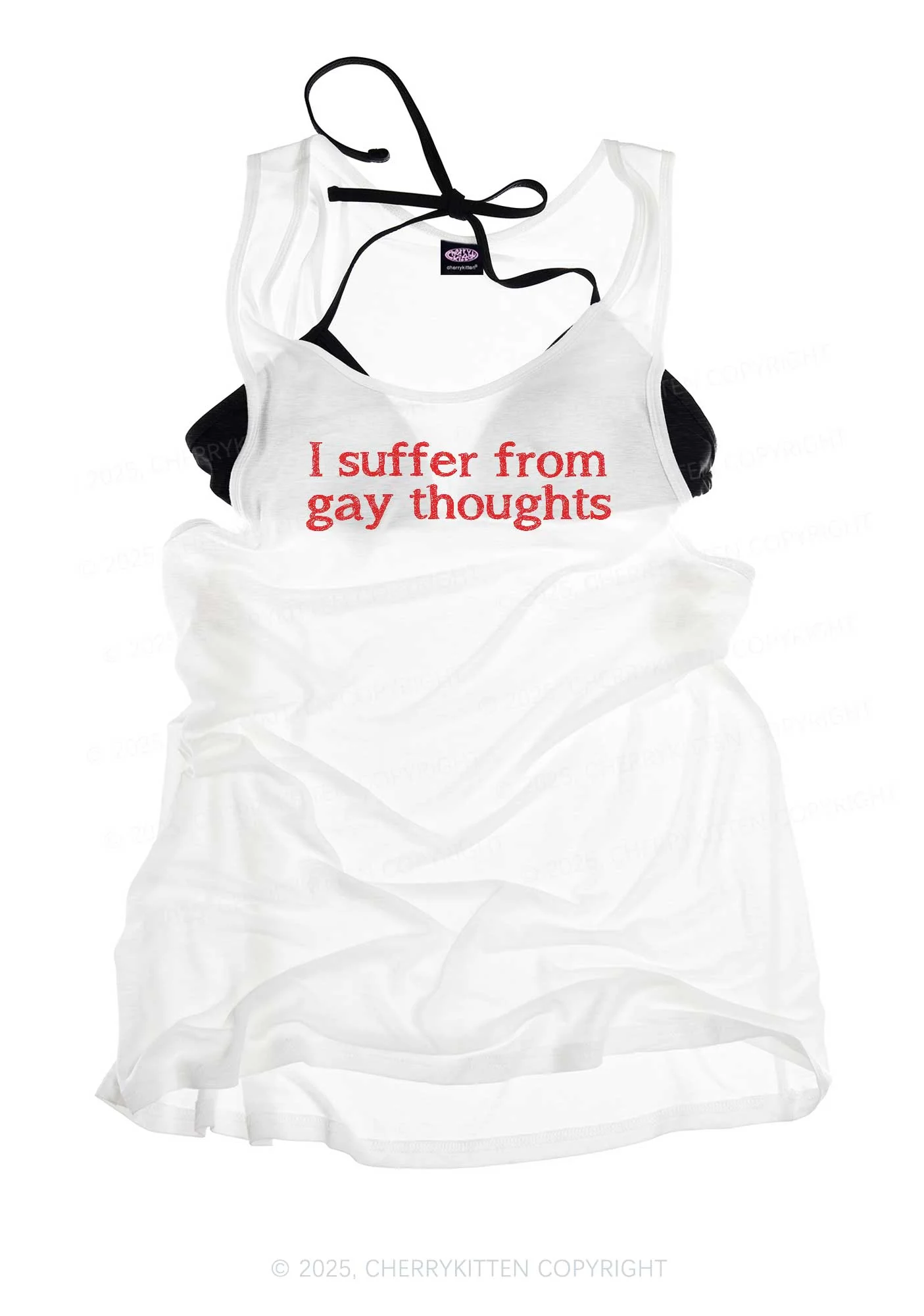 Suffer From Gay Thoughts Pride Y2K Sheer Boyfriend Tank Cherrykitten - Image 2