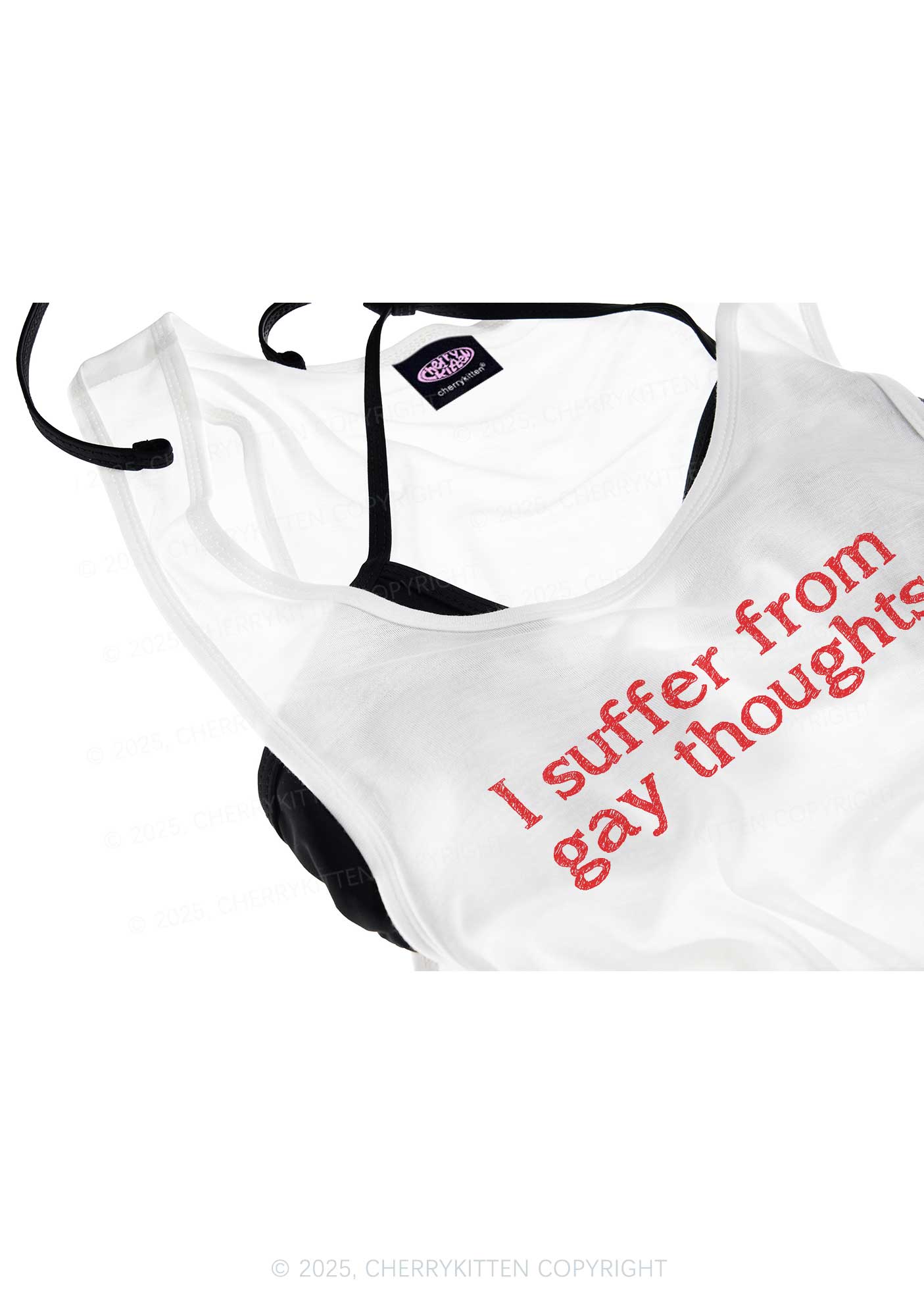 Suffer From Gay Thoughts Pride Y2K Sheer Boyfriend Tank Cherrykitten - Image 3