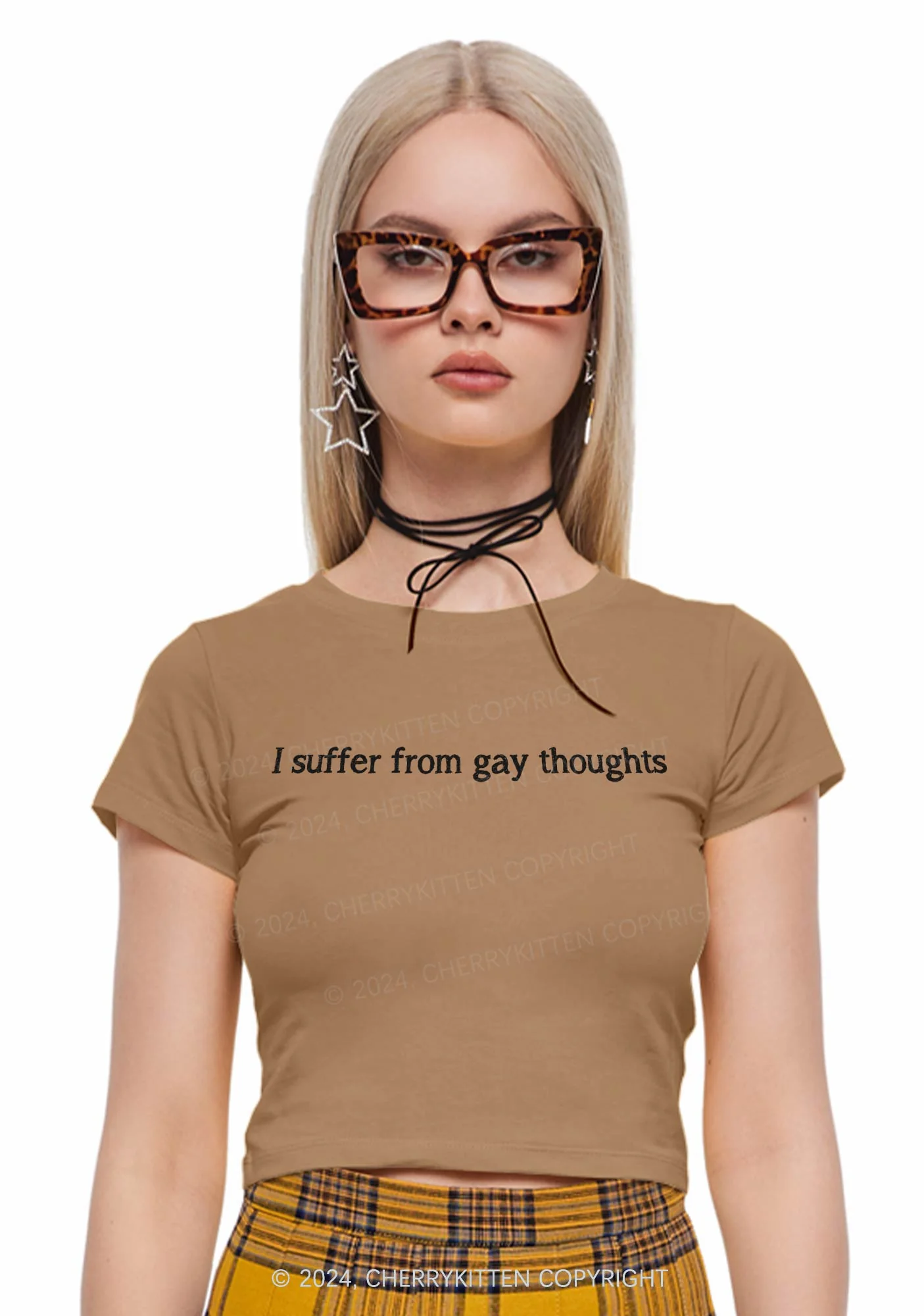 Suffer From Gay Thoughts Y2K Baby Tee Cherrykitten - Image 2