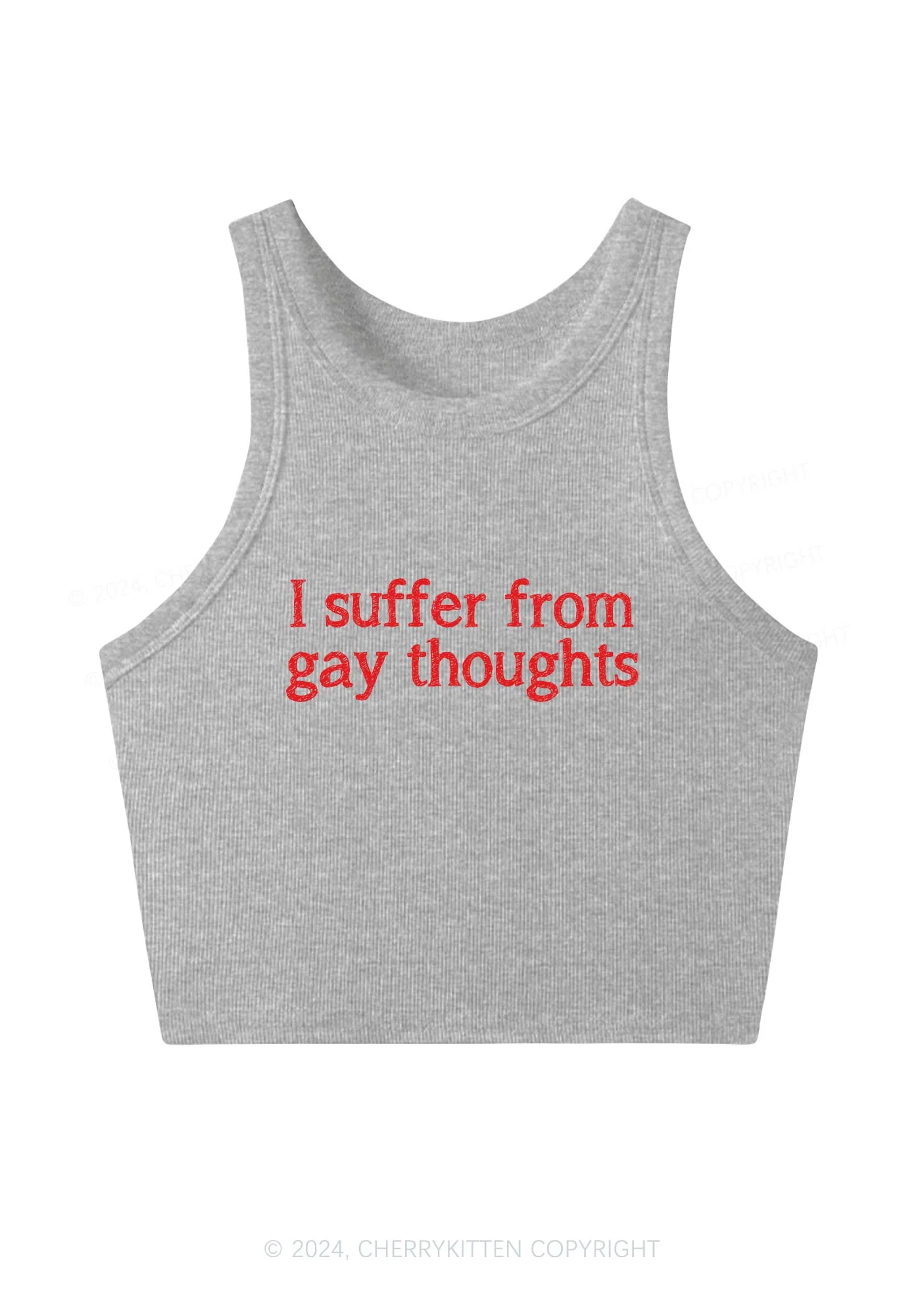 Suffer From Gay Thoughts Y2K Crop Tank Top Cherrykitten - Image 3