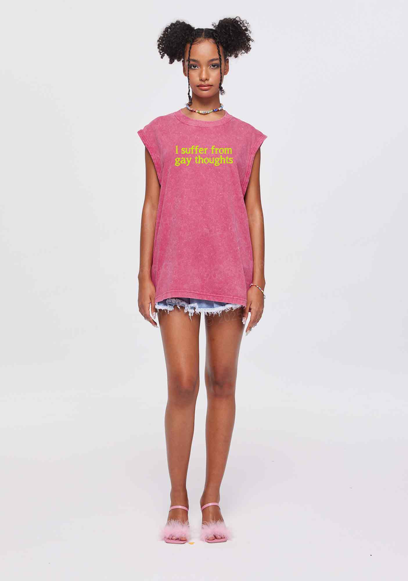 Suffer From Gay Thoughts Y2K Washed Tank Cherrykitten - Image 2