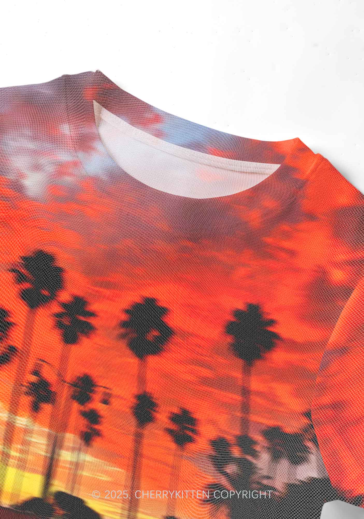 Sunset Palms Y2K Mesh Crop Top Cherrykitten - Image 3