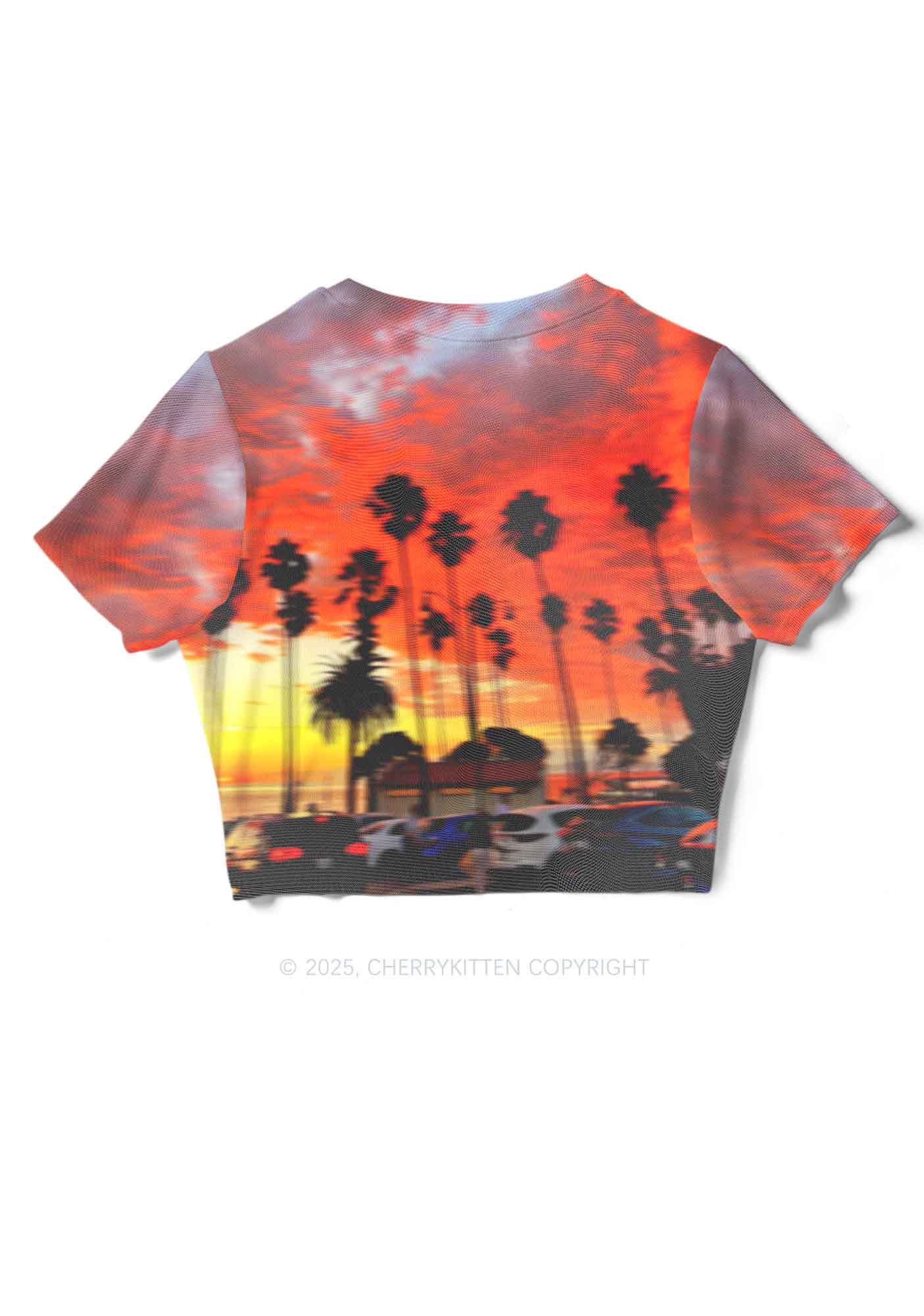 Sunset Palms Y2K Mesh Crop Top Cherrykitten - Image 4