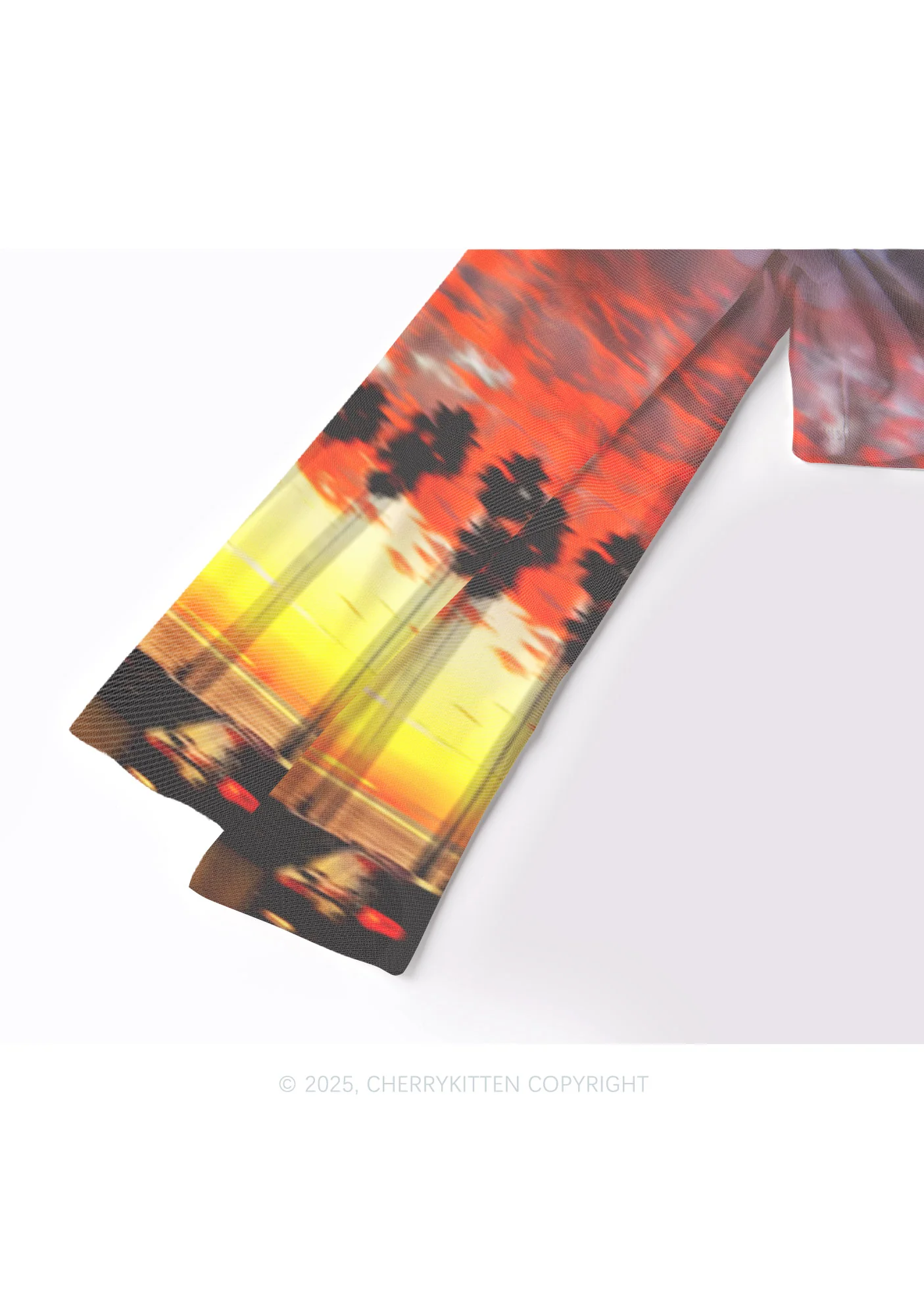 Sunset Palms Y2K Mesh Long Sleeve Crop Top Cherrykitten - Image 4