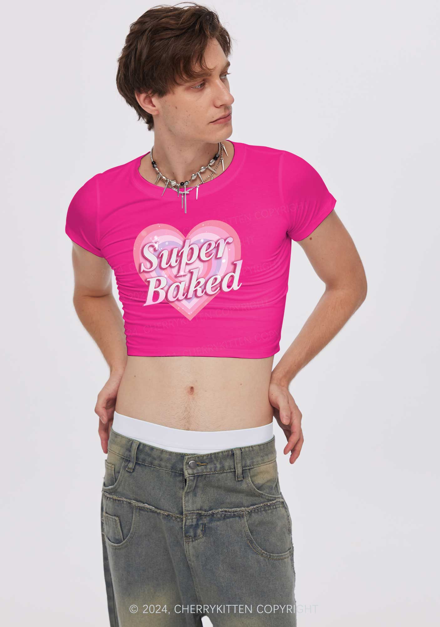 Super Baked Y2K Baby Tee Cherrykitten - Image 3