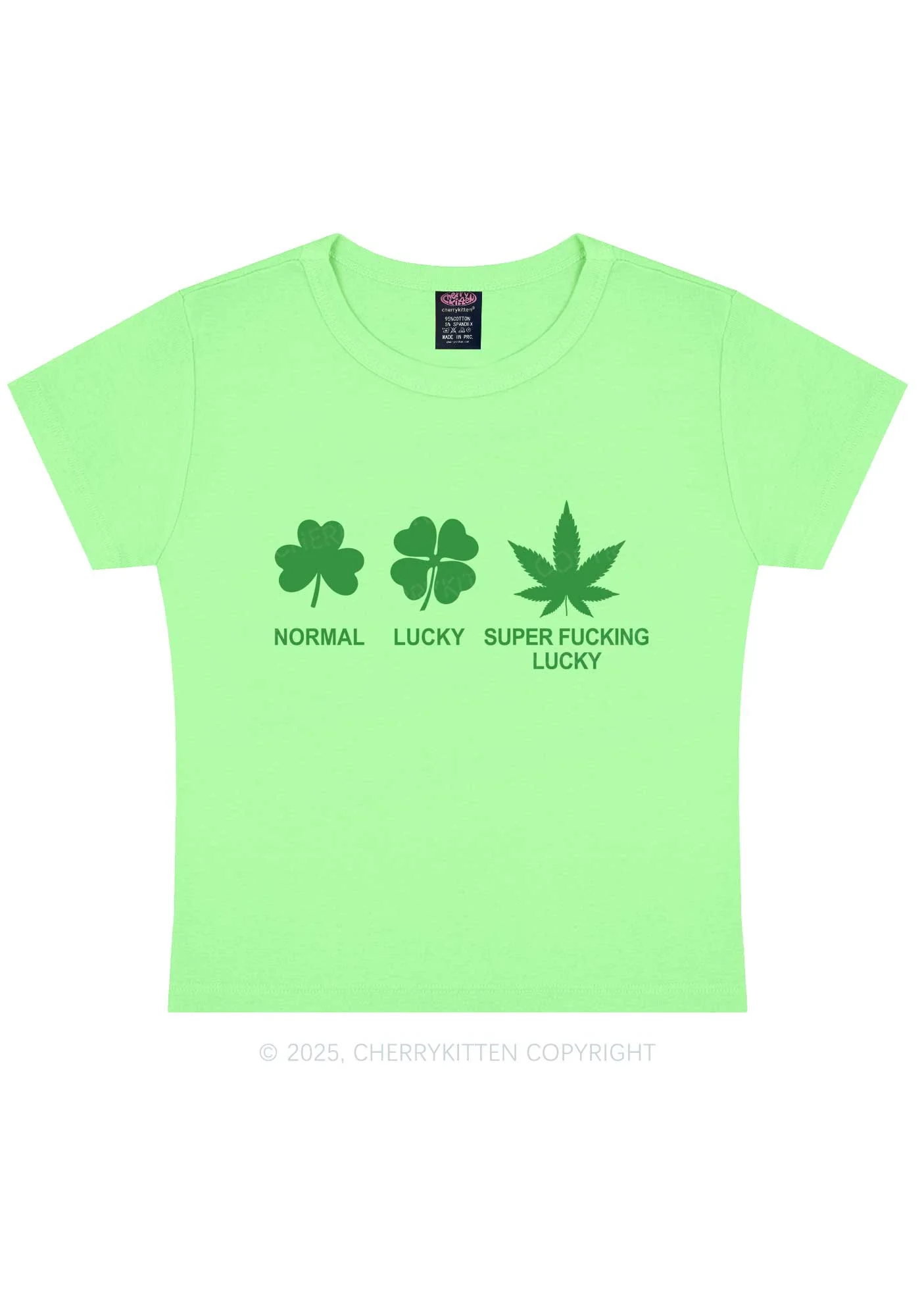 Super Fxxking Lucky St Patricks Y2K Baby Tee Cherrykitten - Image 10