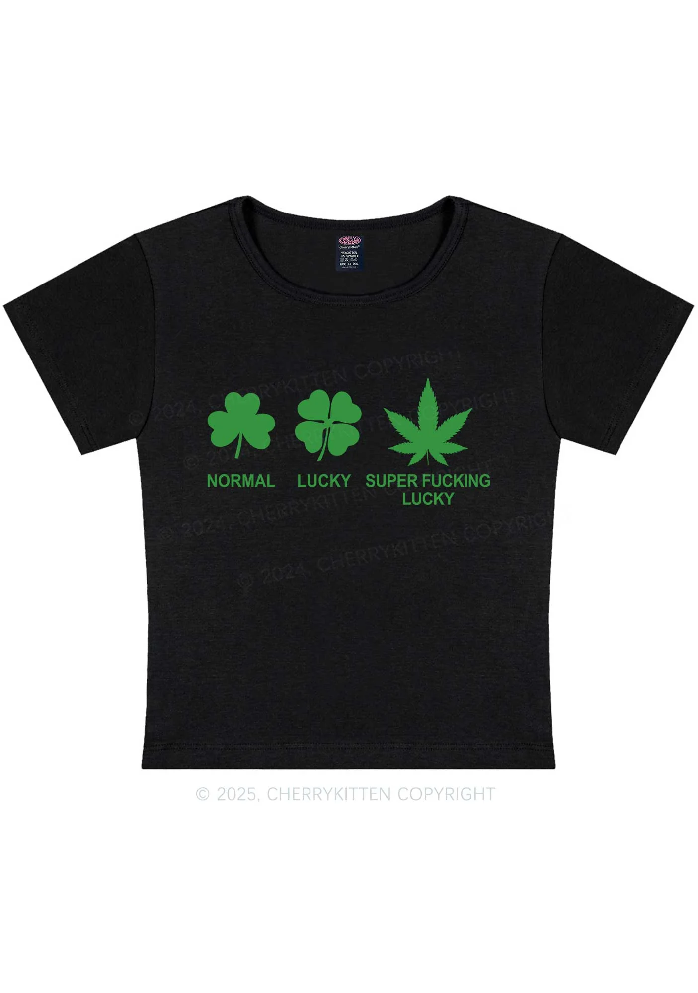 Super Fxxking Lucky St Patricks Y2K Baby Tee Cherrykitten - Image 4