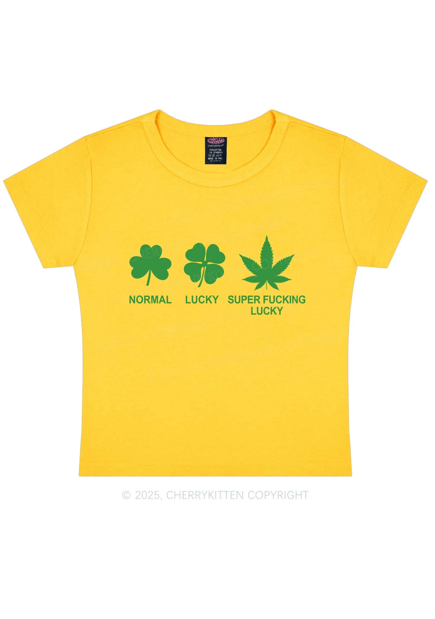 Super Fxxking Lucky St Patricks Y2K Baby Tee Cherrykitten - Image 5