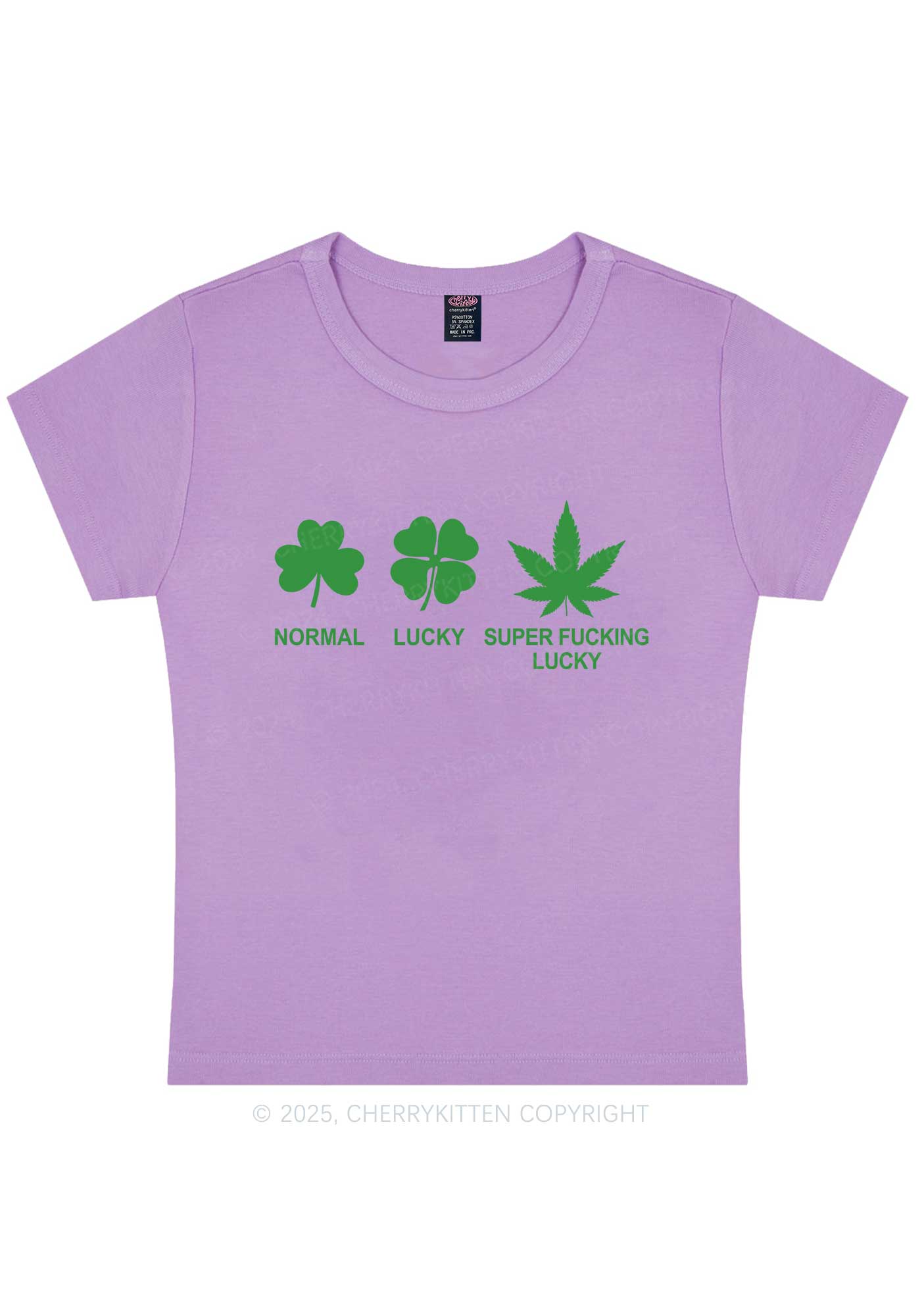 Super Fxxking Lucky St Patricks Y2K Baby Tee Cherrykitten - Image 6