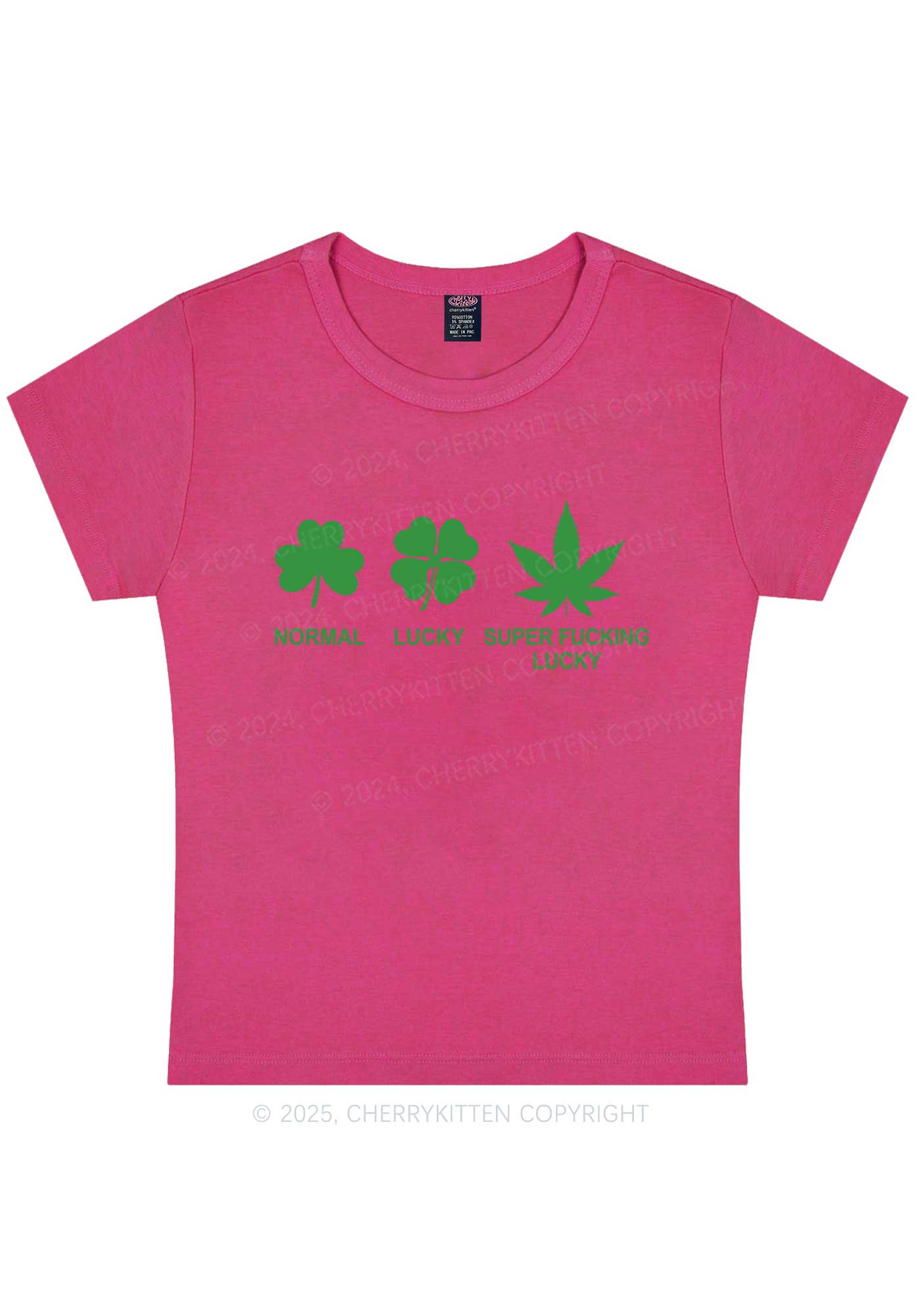 Super Fxxking Lucky St Patricks Y2K Baby Tee Cherrykitten - Image 7