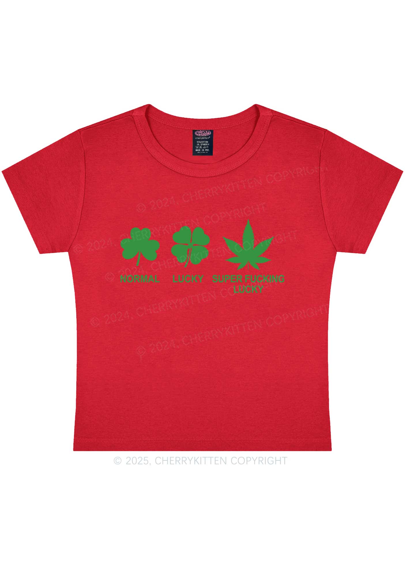 Super Fxxking Lucky St Patricks Y2K Baby Tee Cherrykitten - Image 8