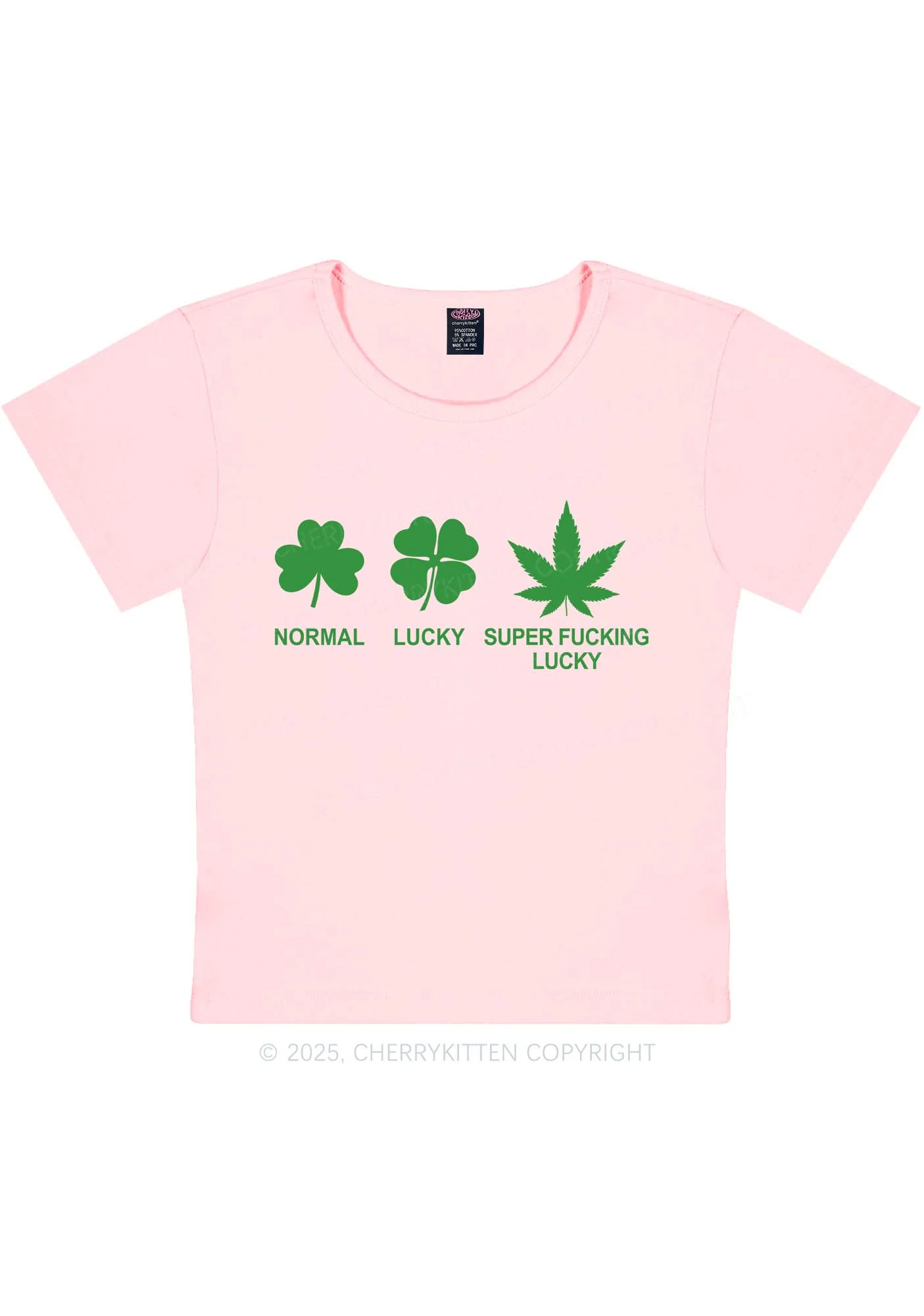 Super Fxxking Lucky St Patricks Y2K Baby Tee Cherrykitten - Image 9