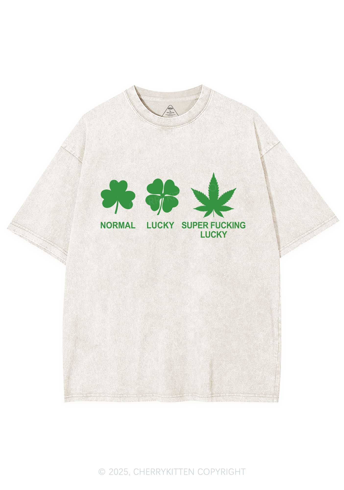 Super Fxxking Lucky St Patricks Y2K Washed Tee Cherrykitten - Image 4