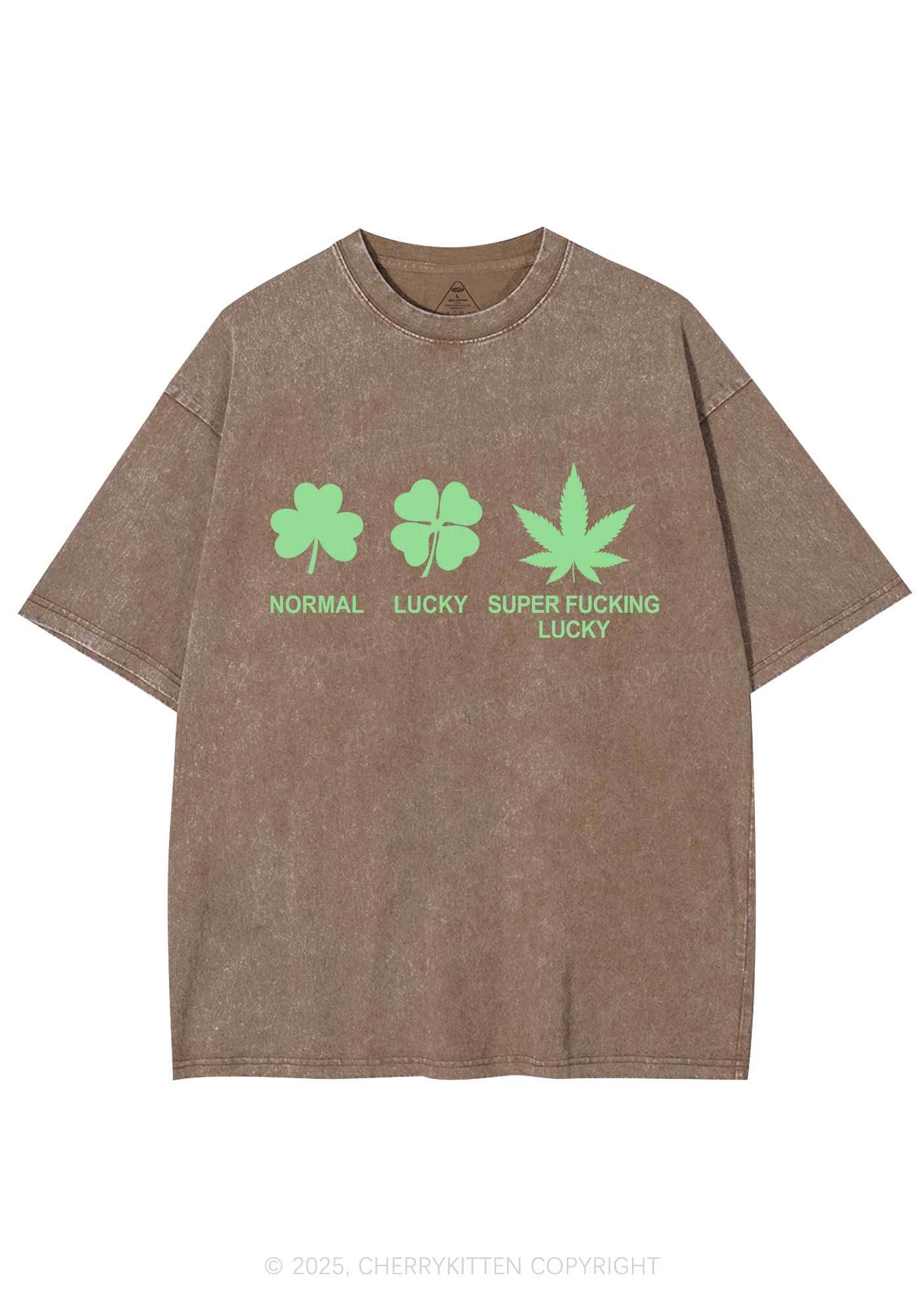 Super Fxxking Lucky St Patricks Y2K Washed Tee Cherrykitten - Image 8
