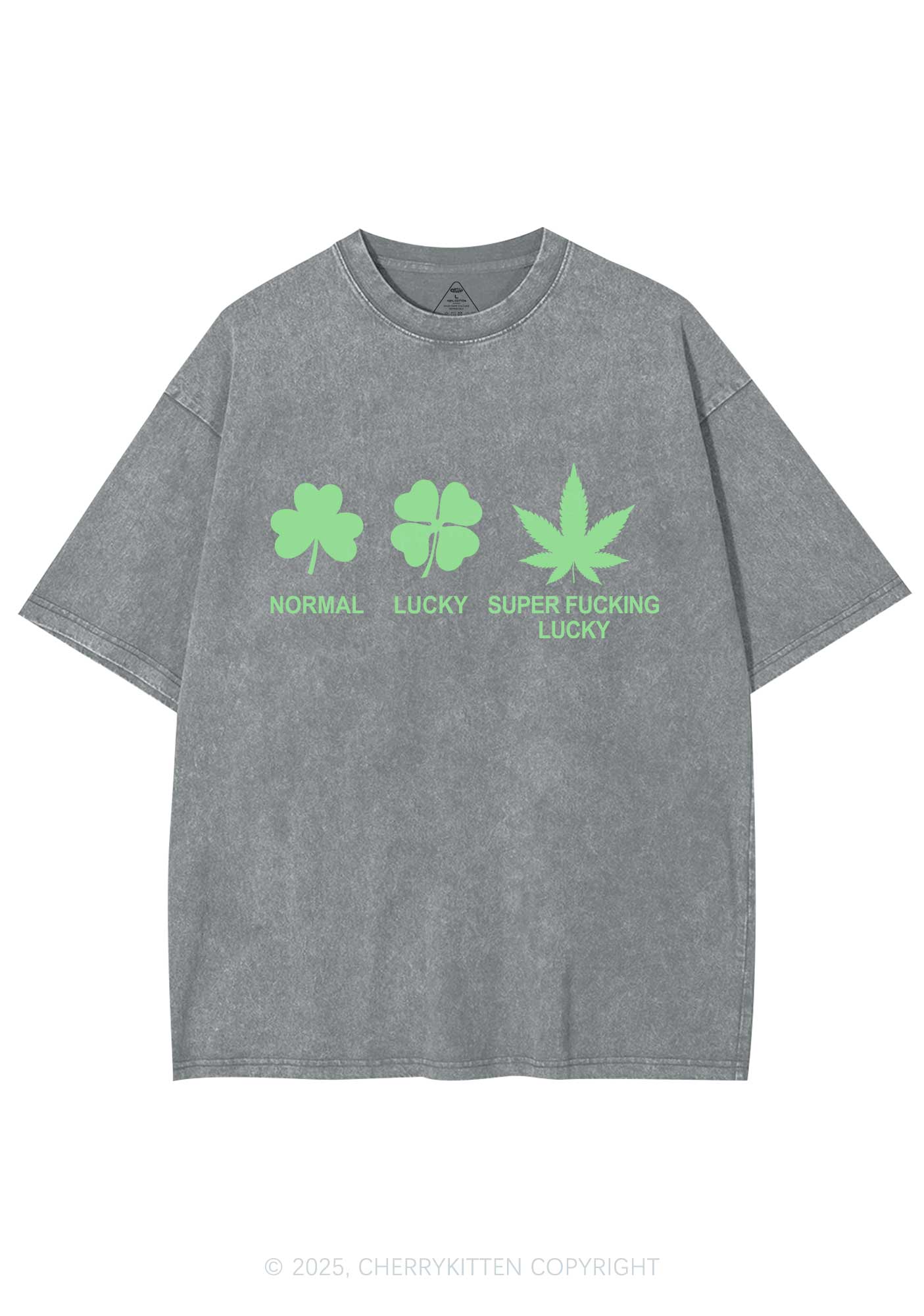 Super Fxxking Lucky St Patricks Y2K Washed Tee Cherrykitten - Image 9