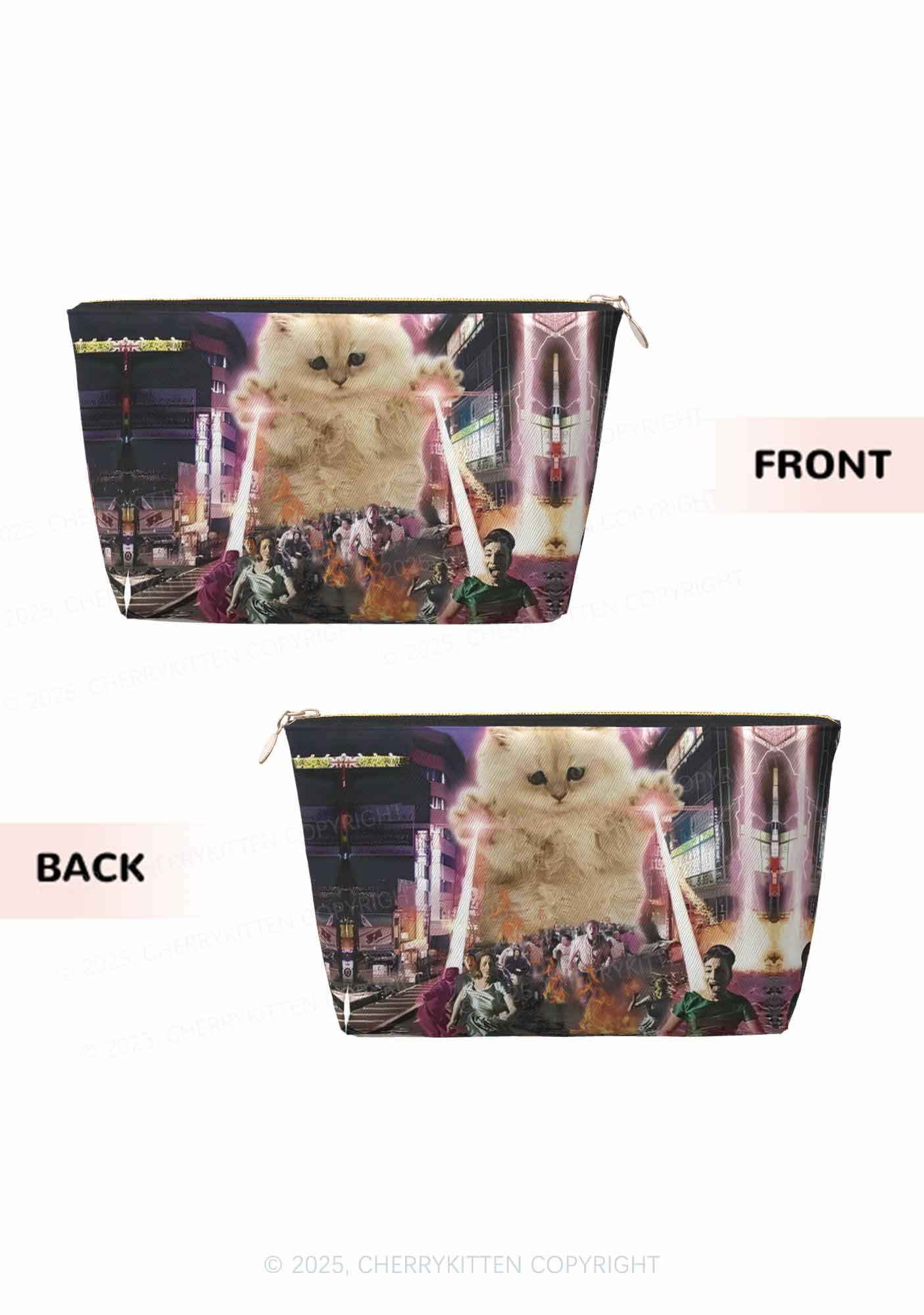 Super Power Kitten Y2K Leather Makeup Bag Cherrykitten - Image 2